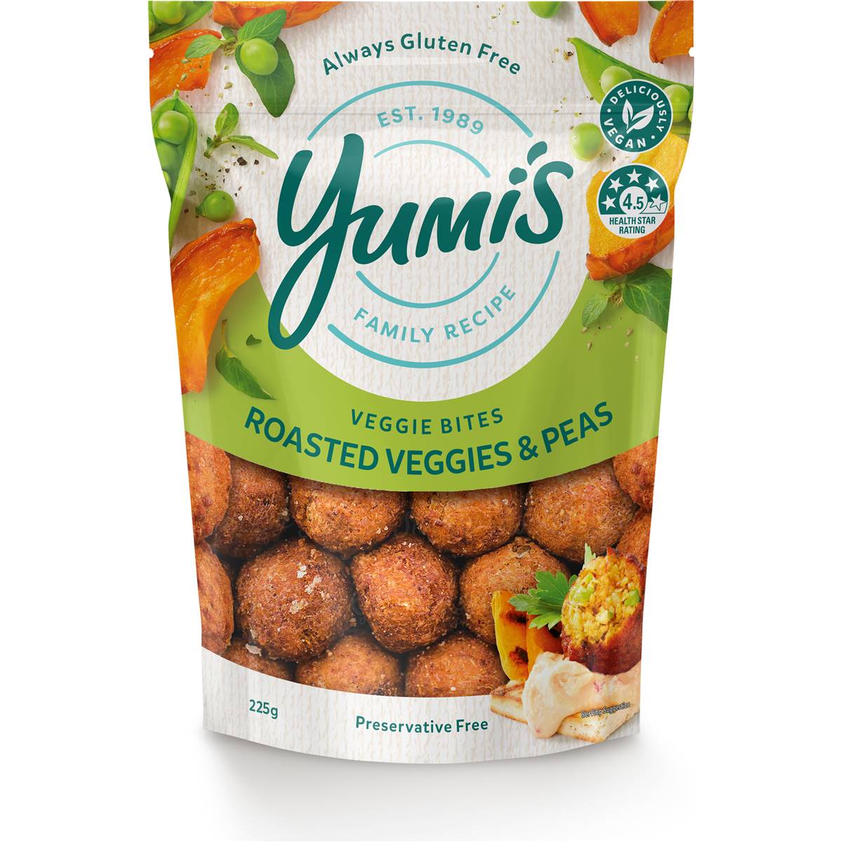 Calories in Yumi's Veggie Bites Roasted Veggies & Peas calcount