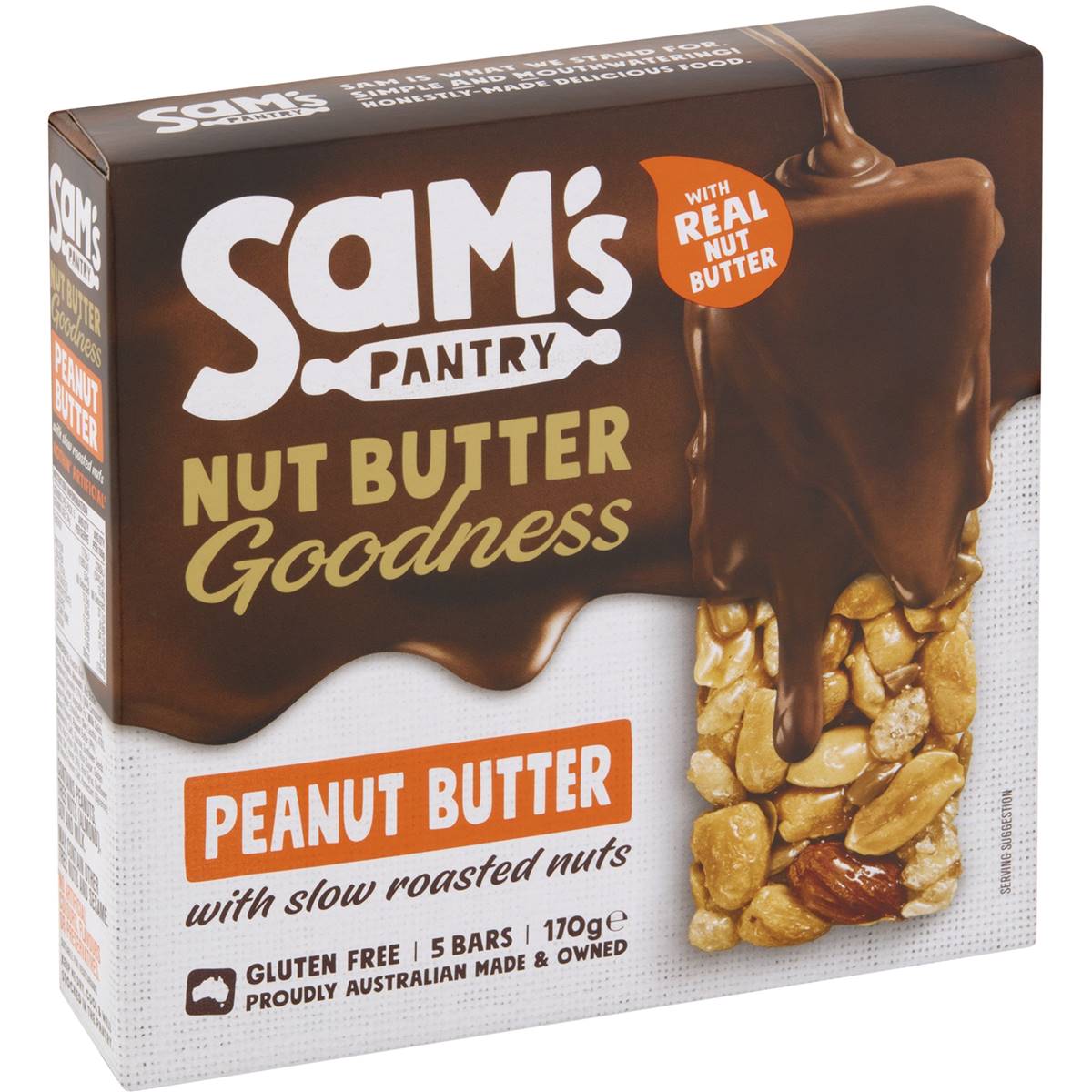Calories in Sam's Pantry Indulgent Peanut Choc Nut Butter Bar