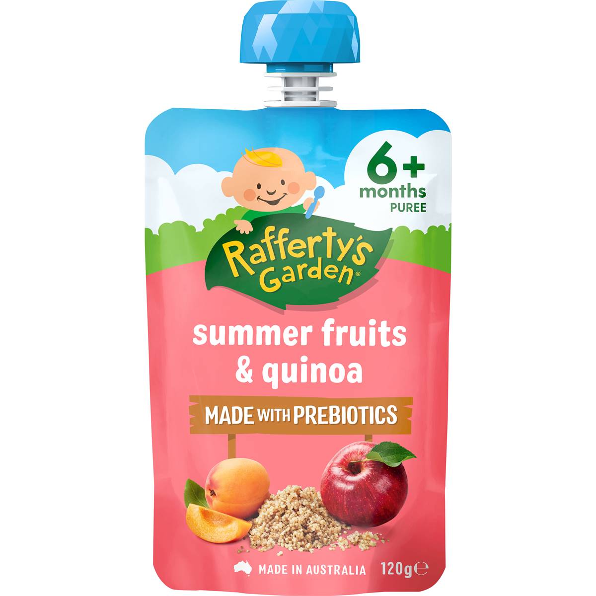 Calories in Rafferty's Garden Baby Food Pouch Summer Fruits & Quinoa 6+ Months