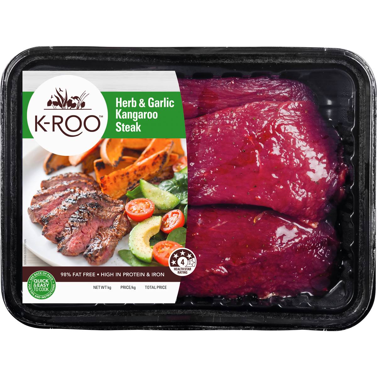 Calories in Kroo Kangaroo Steak Marinated calcount