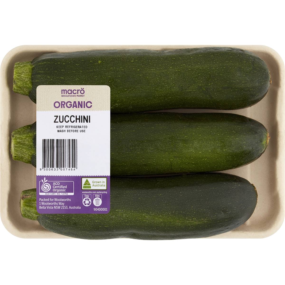 Calories in Macro Organic Green Zucchini Punnet