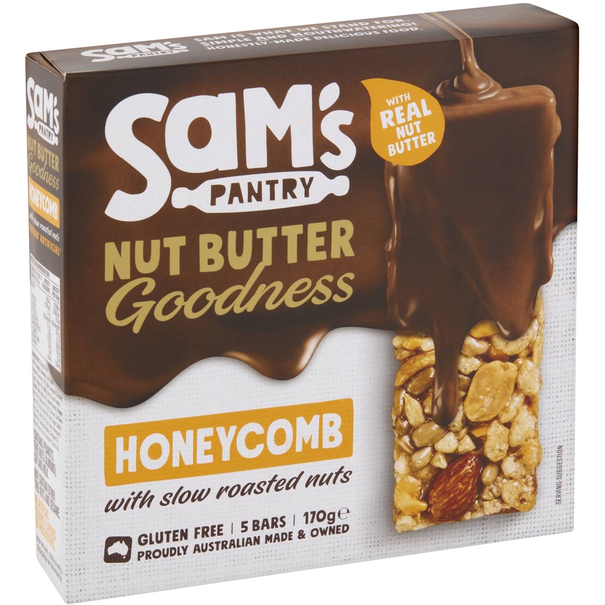 Calories in Sam's Pantry Indulgent Honeycomb Nut Butter Bar
