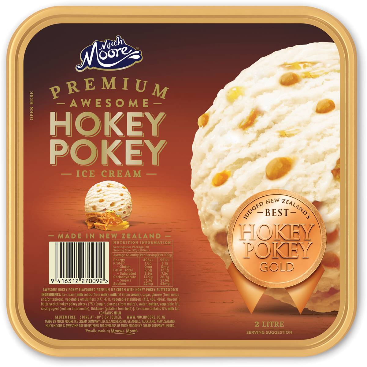 Calories in Much Moore Awesome Hokey Pokey Ice Cream Tub