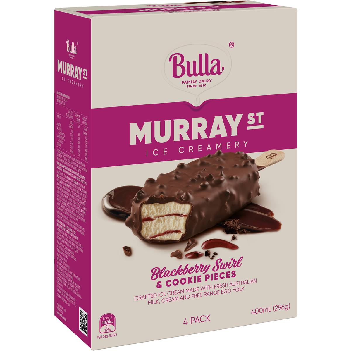 208 Calories In Bulla Murray Street Ice Cream Strawberries And Cream 100g Calcount 7870