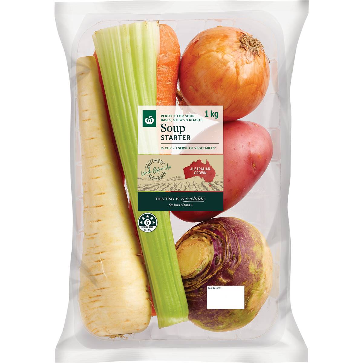 Calories in Woolworths Mixed Vegetables Soup Starter With Celery calcount