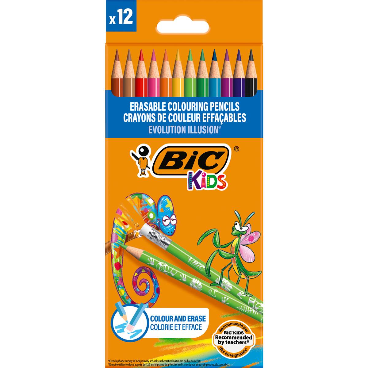 BIC Kids Erasable Colouring Pencils 12 pack
