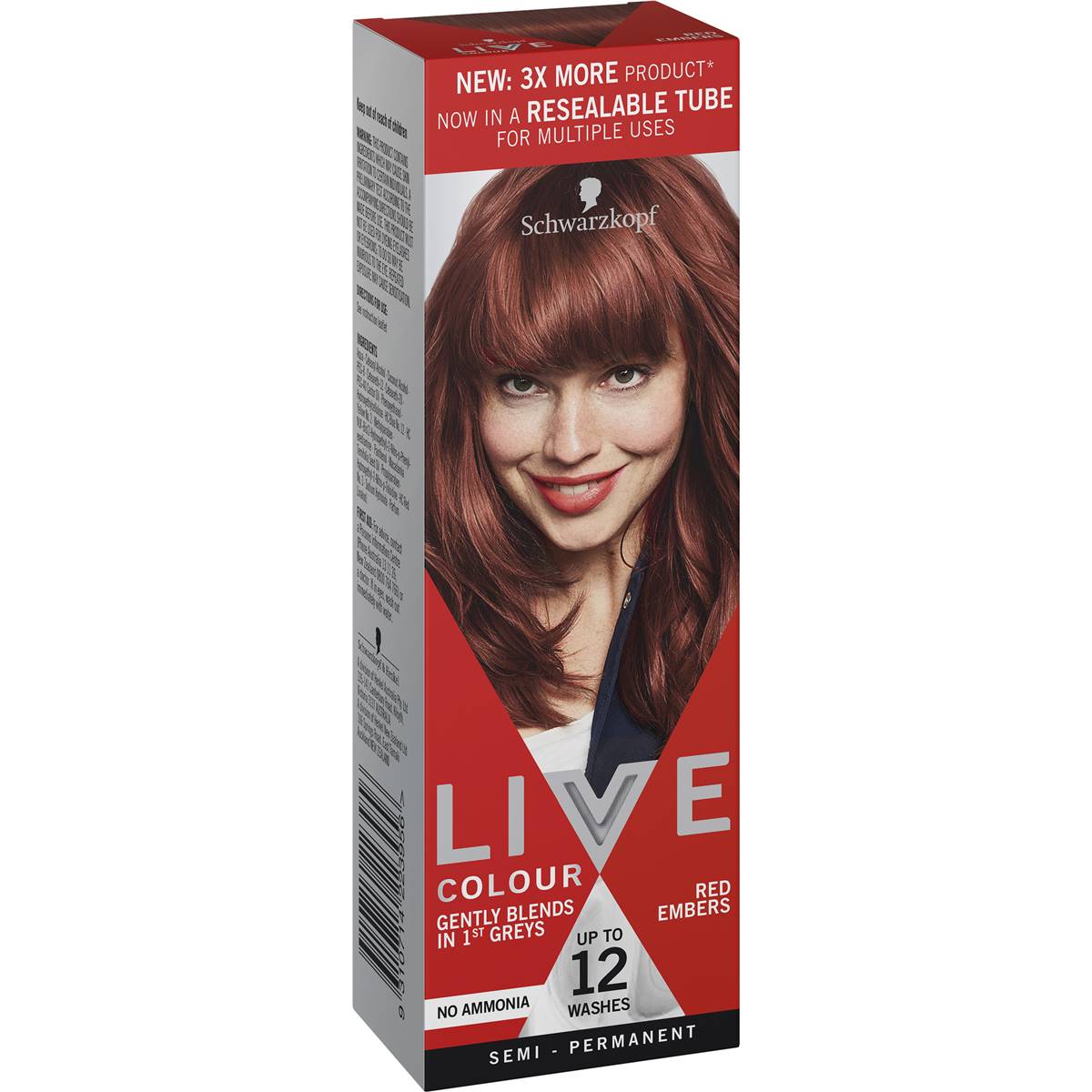 Schwarzkopf Live Colour Hair Dye Red Embers Semi Permanent each