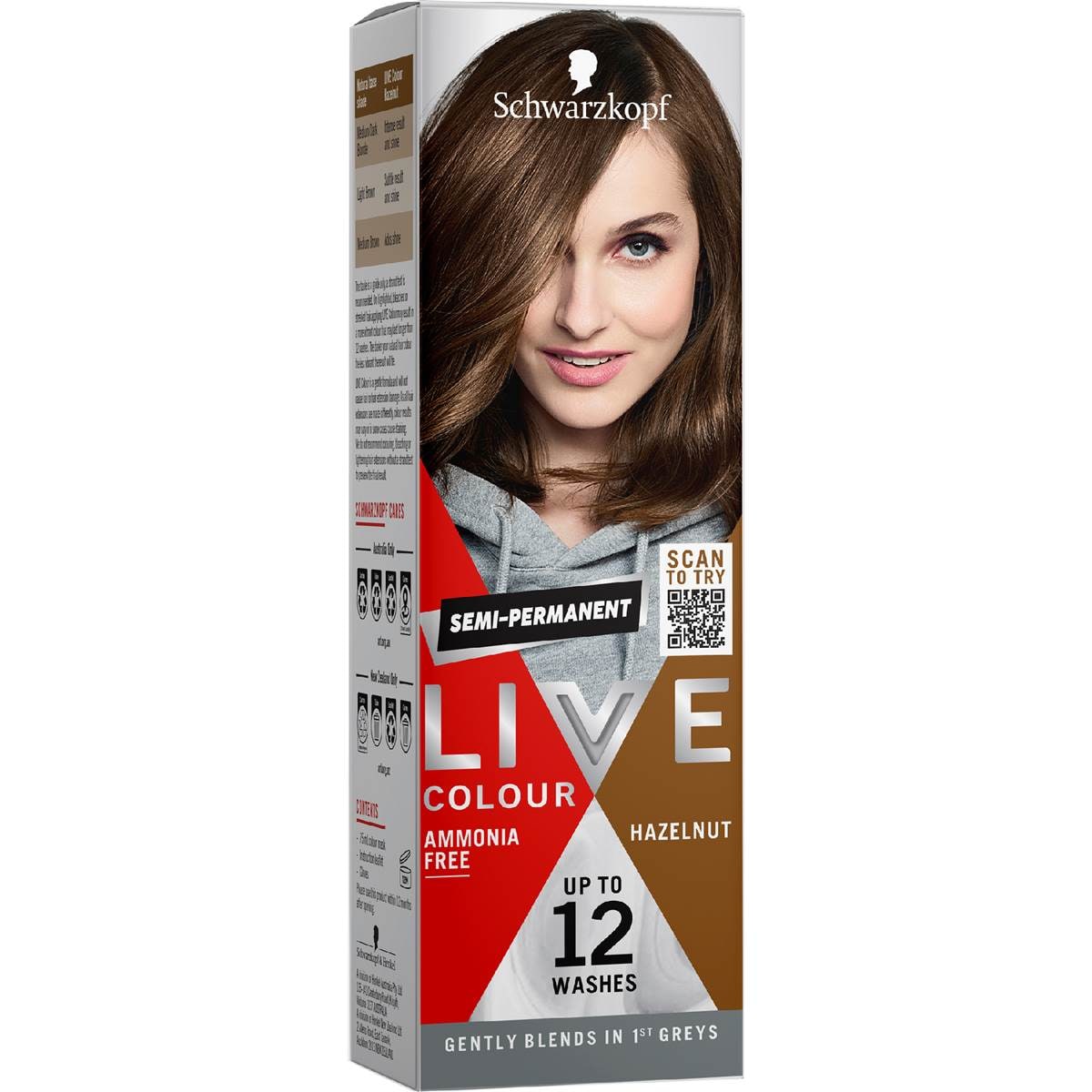 Schwarzkopf Live Colour Brown Hair Dye Hazelnut Semi Permanent each