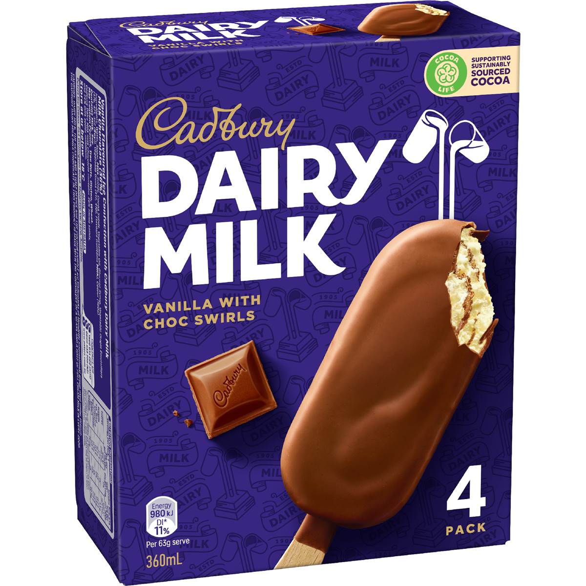 Cadbury Dairy Milk Vanilla Sticks 4 pack