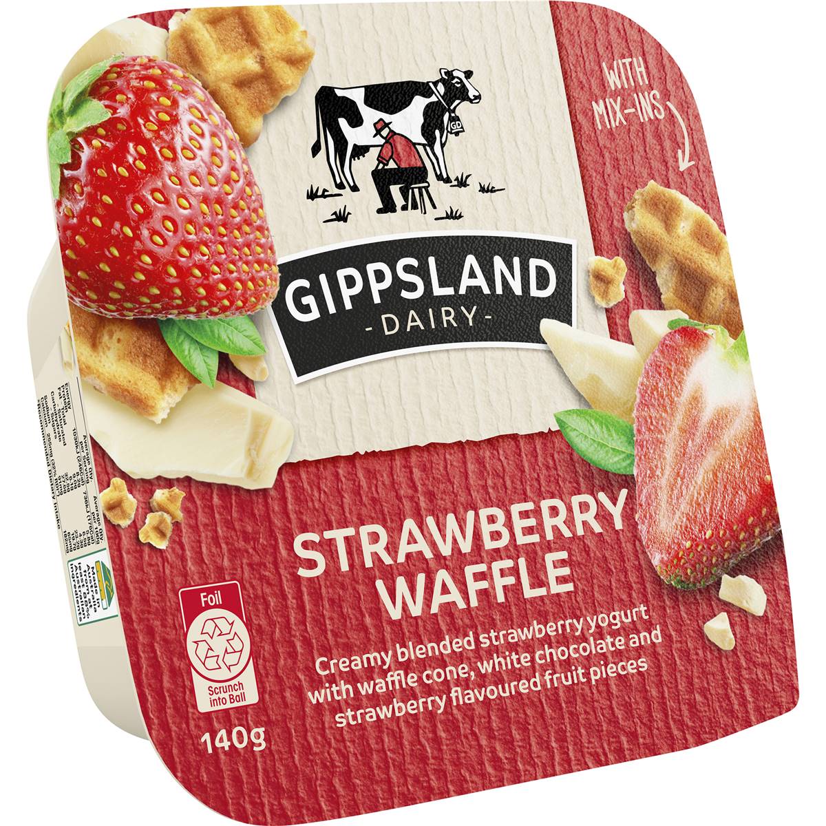 Calories in Gippsland Dairy Strawberry Waffle Yoghurt calcount