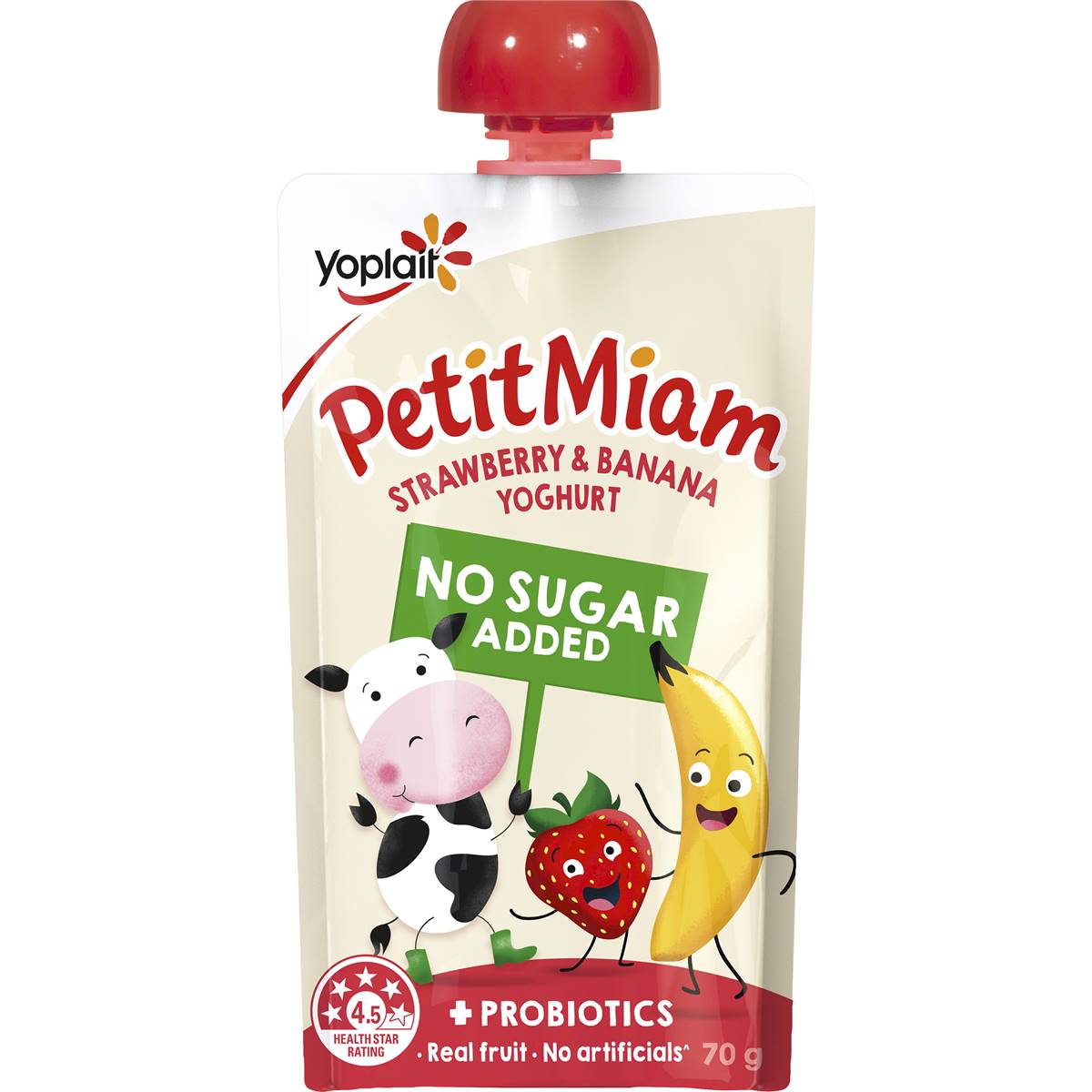 Calories in Yoplait Petit Miam Kids Yoghurt Pouch Strawberry & Banana