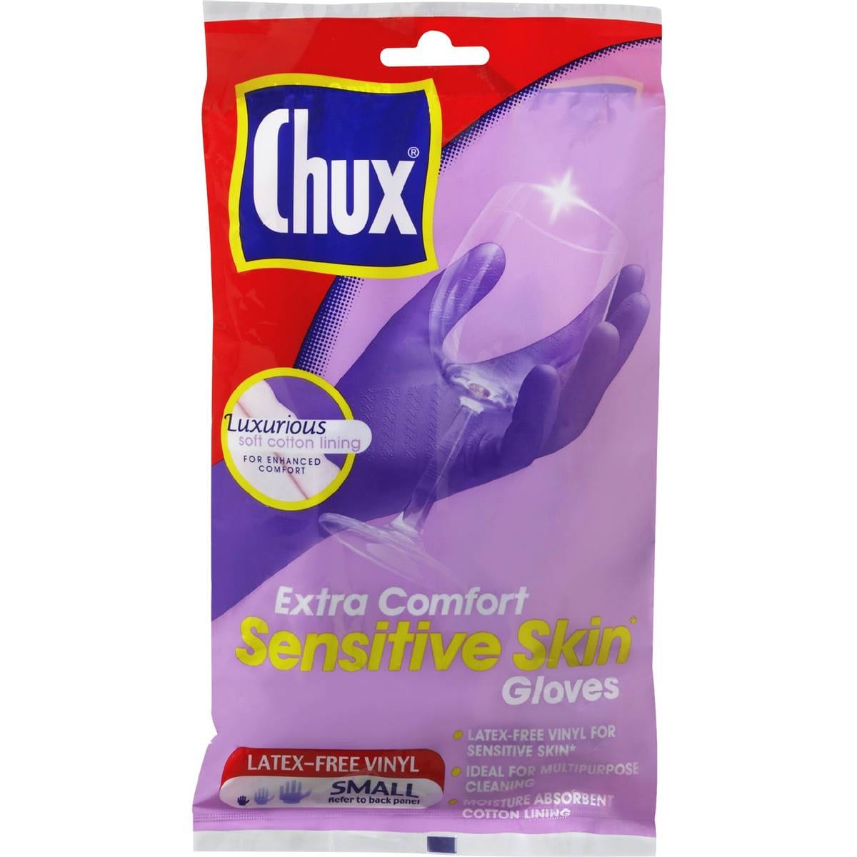 Chux Extra Comfort Gloves Sensitive Skin Small Pair