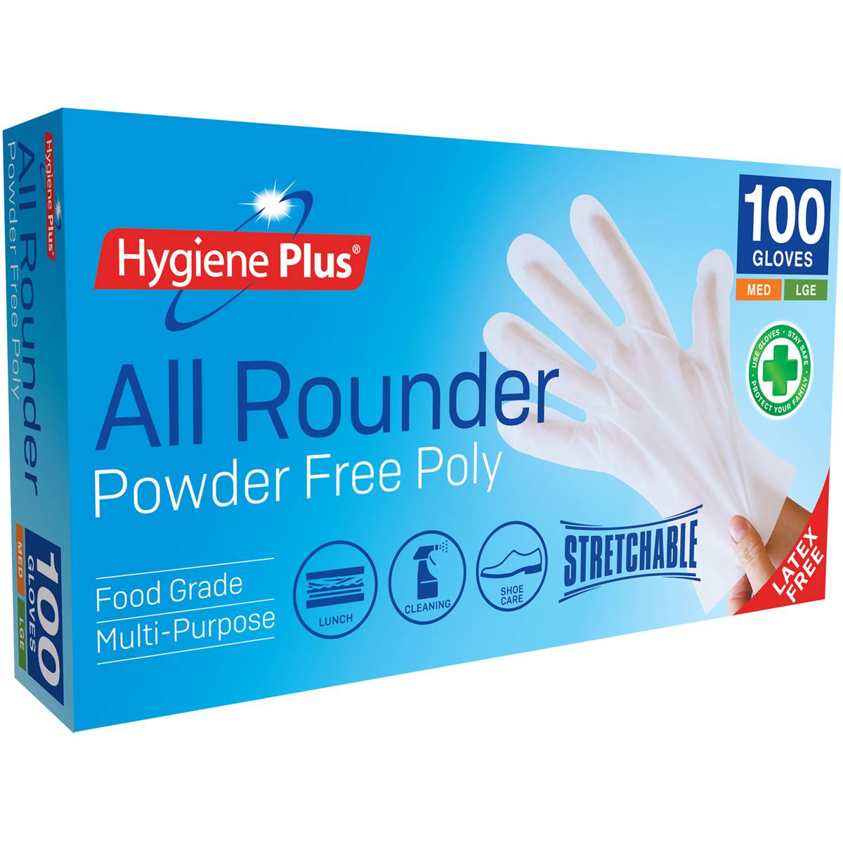 Hygiene Plus All Rounder Powder Free Poly Gloves M/L