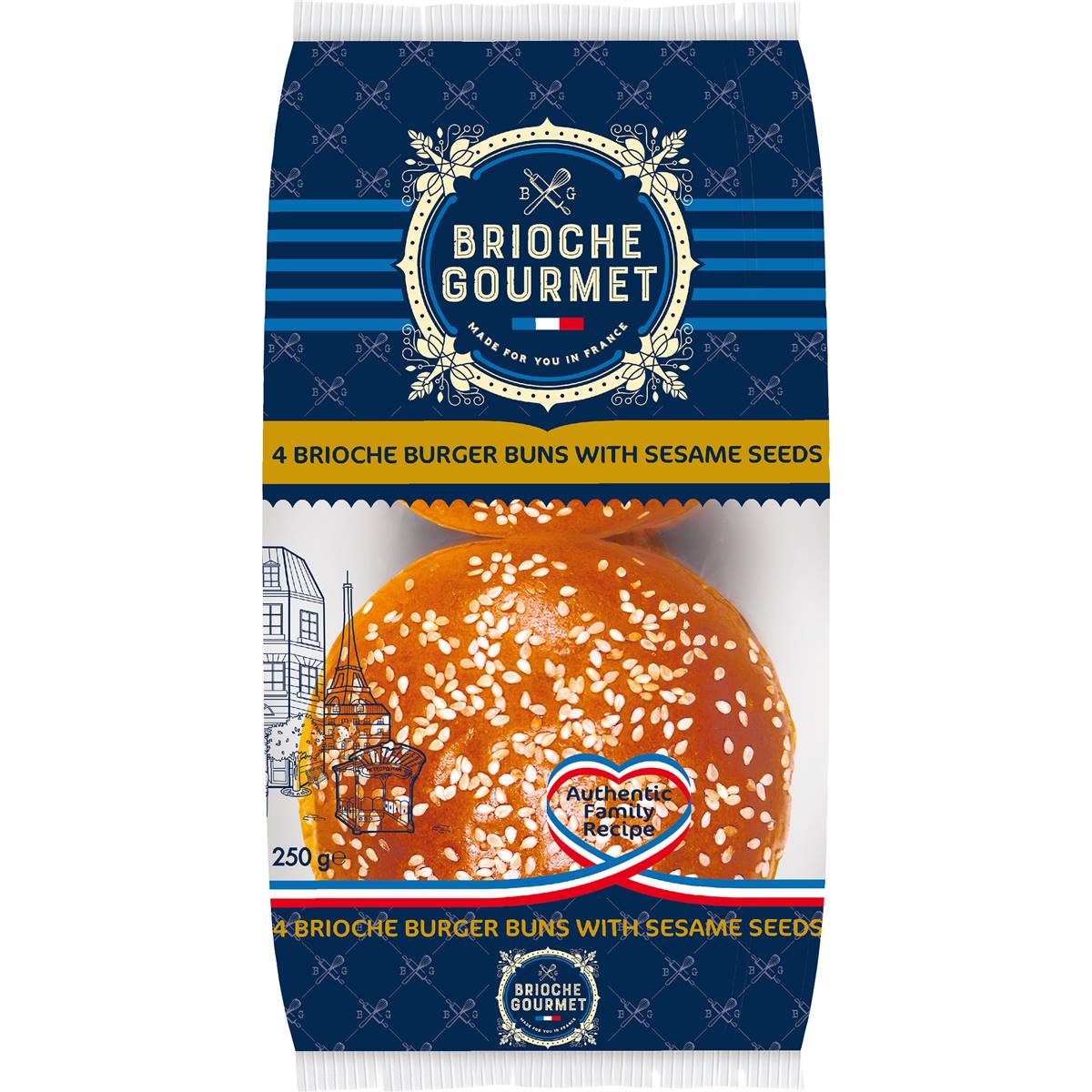 Brioche Gourmet Burger Buns With Sesame Seeds