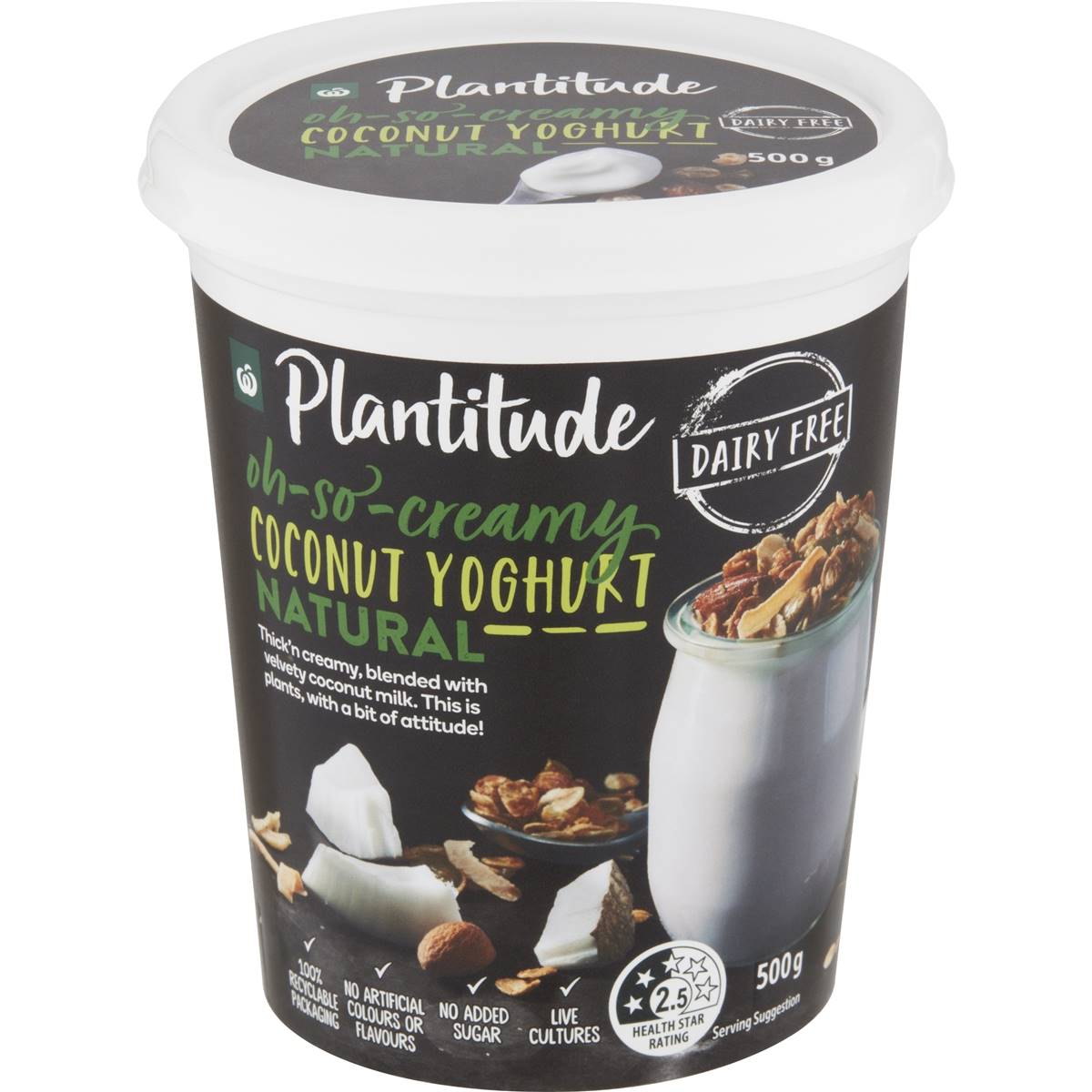 Calories in Woolworths Plantitude Dairy Free Coconut Yoghurt Natural