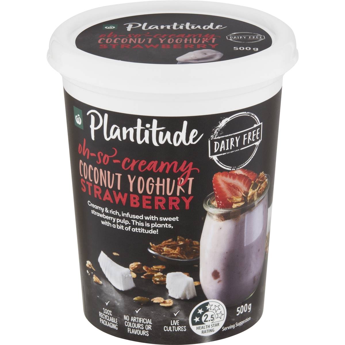 Calories in Woolworths Plantitude Dairy Free Coconut Yoghurt Strawberry