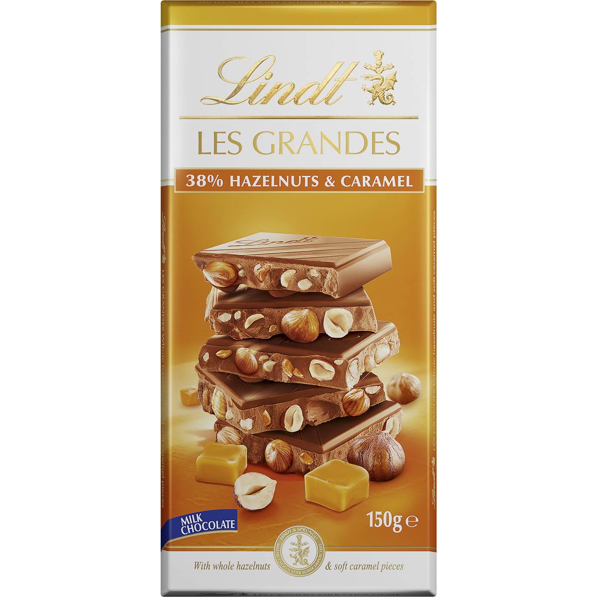 Calories in Lindt Les Grandes Block Milk Choc & Hazelnut Calorie Counter  Australia