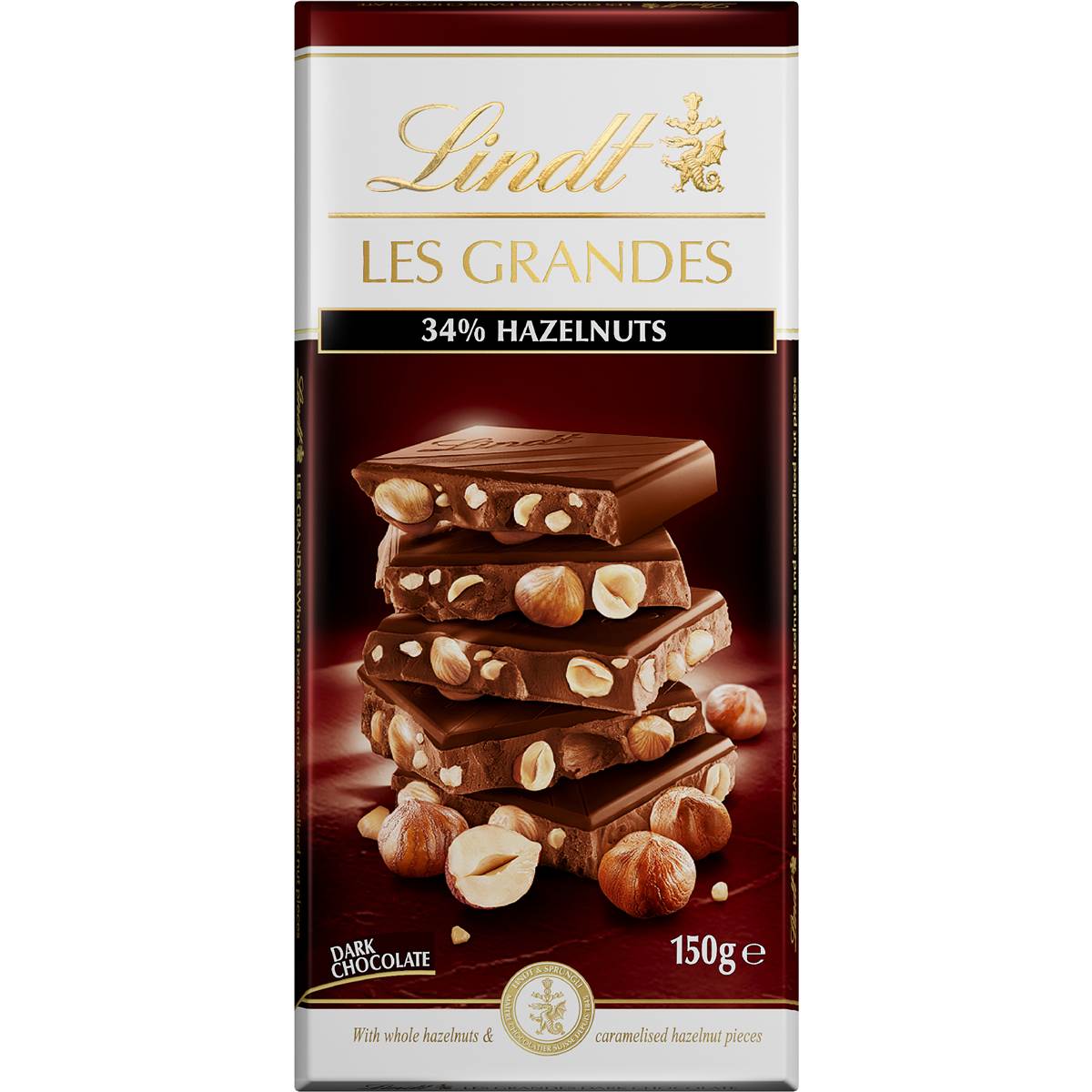 Calories in Lindt Les Grandes Almond And Sea Salt Dark Block Chocolate