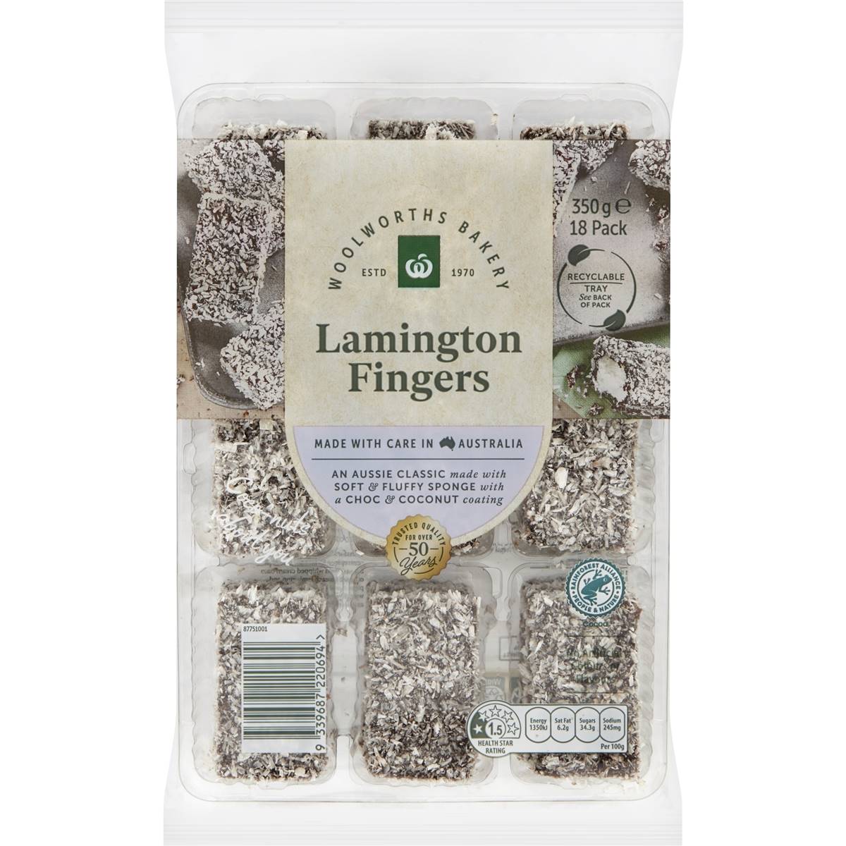 Calories in Woolworths Lamington Fingers