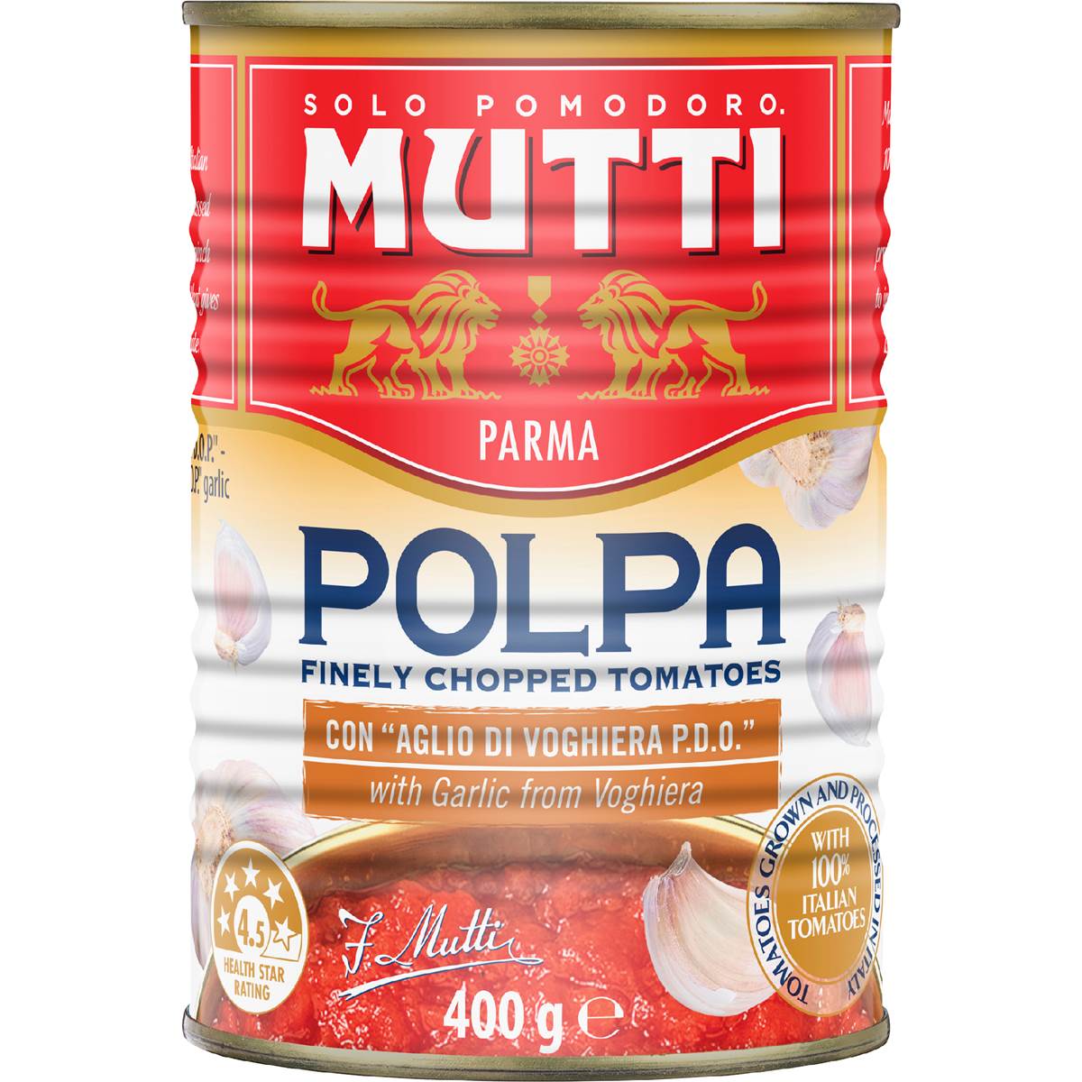 Mutti Polpa Finely Chopped Tomatoes With Garlic 400g