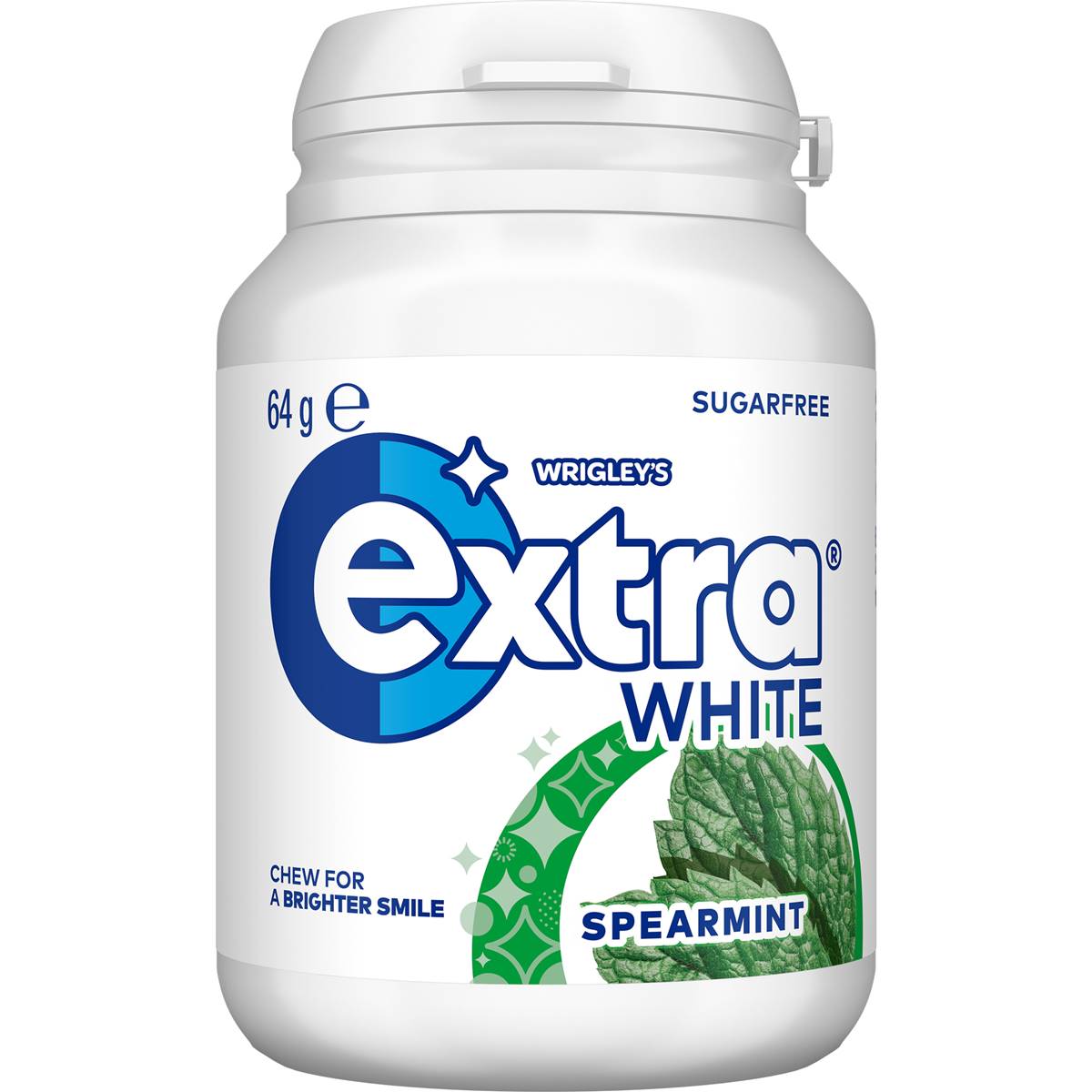 Calories in Extra White Spearmint Sugar Free Chewing Gum Bottle
