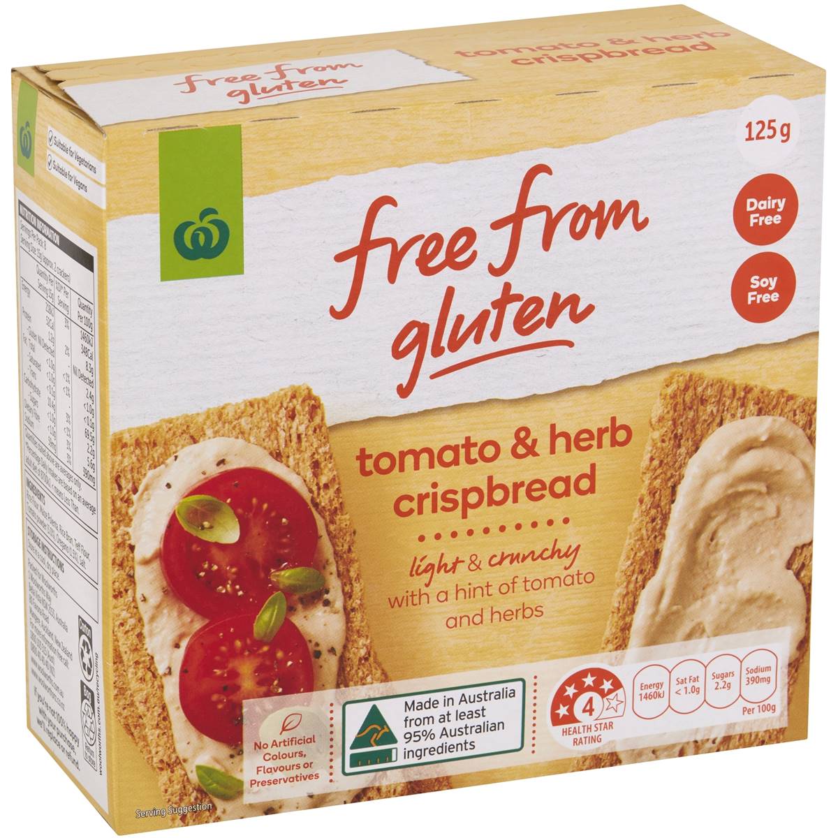 Calories in Woolworths Free From Gluten Tomato & Herb Crispbread