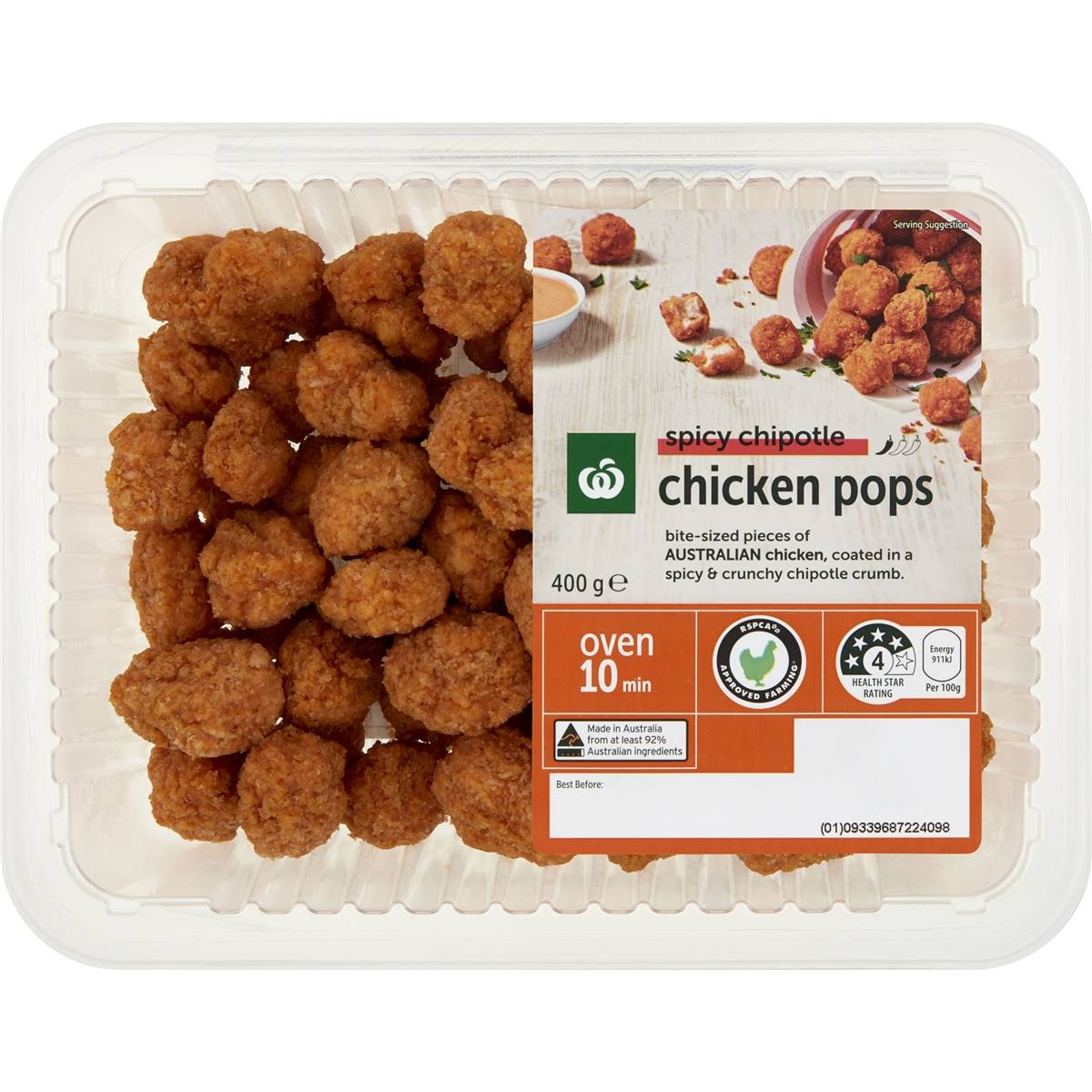 Calories in Woolworths Spicy Chipotle Chicken Pops
