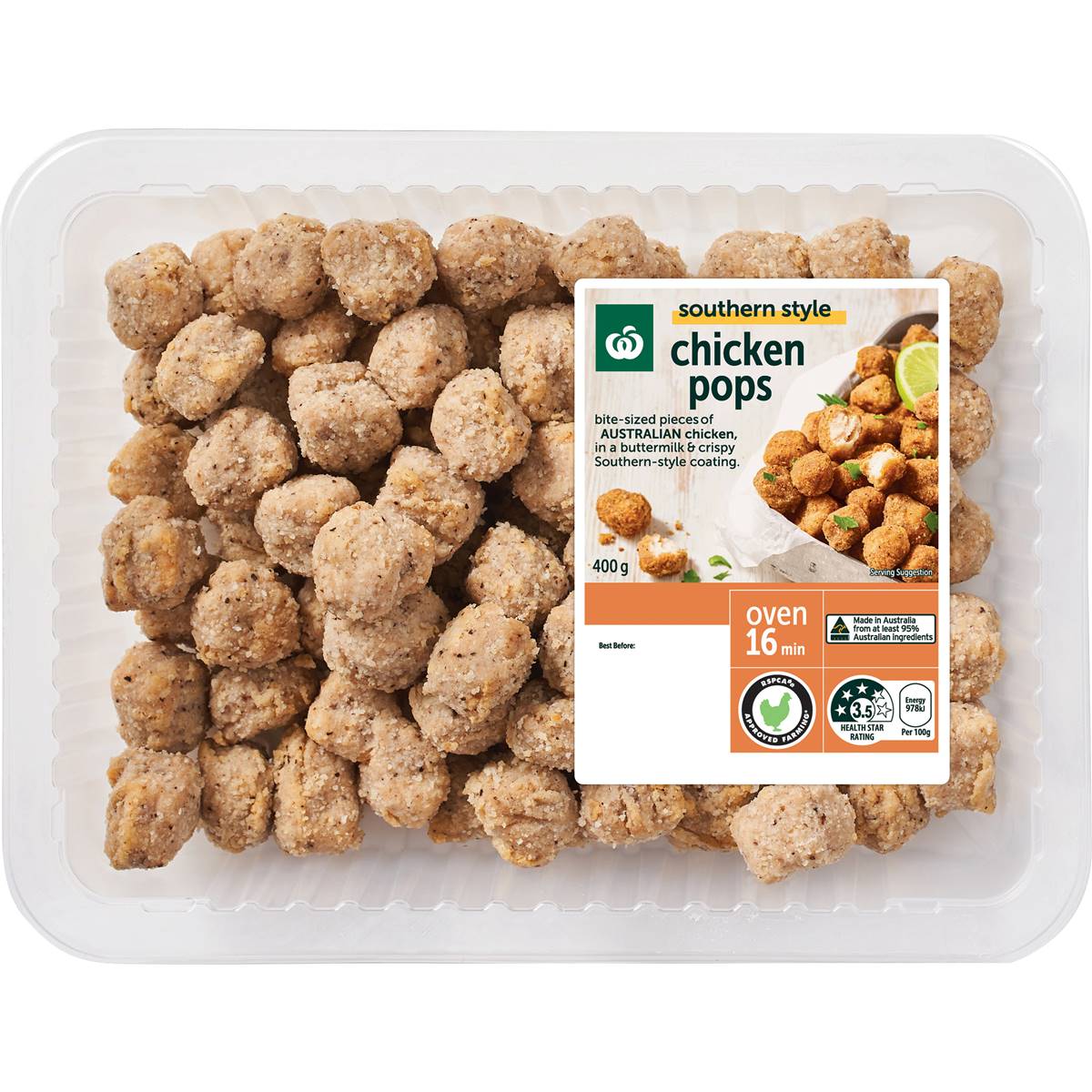 Calories in Woolworths Southern Style Chicken Pops