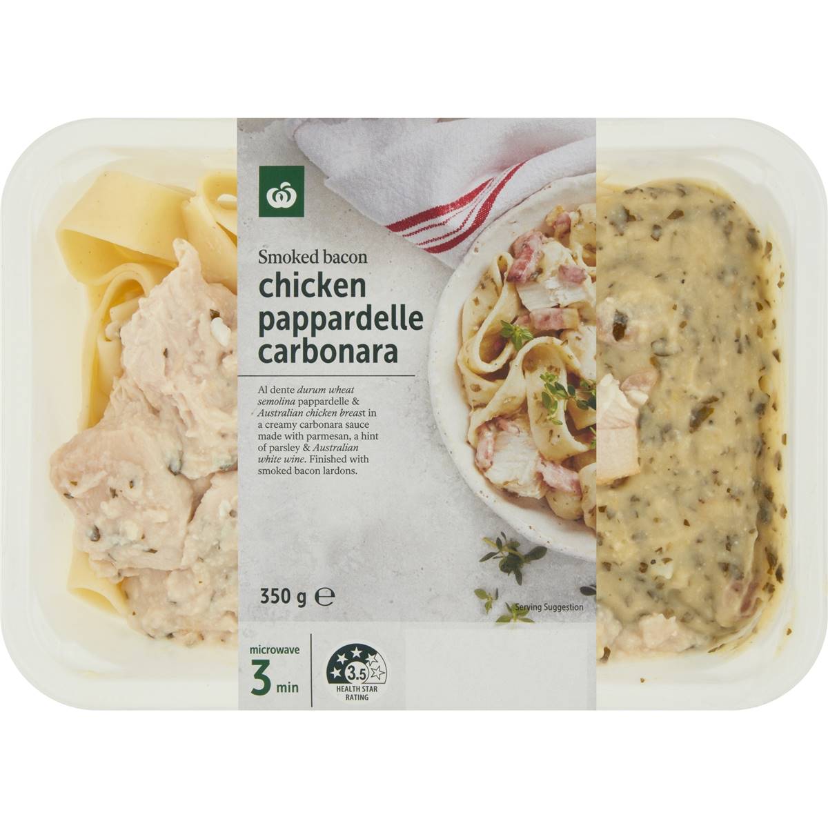 Calories in Woolworths Chicken Pappardelle Carbonara