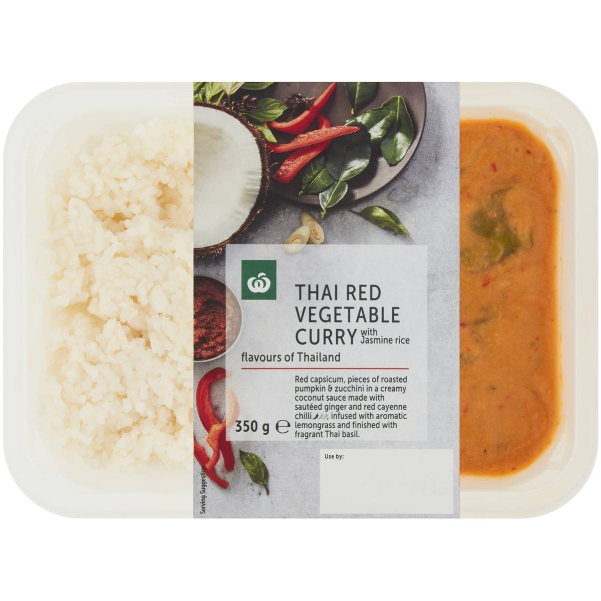 Calories in Woolworths Thai Red Vegetable Curry With Jasmine Rice