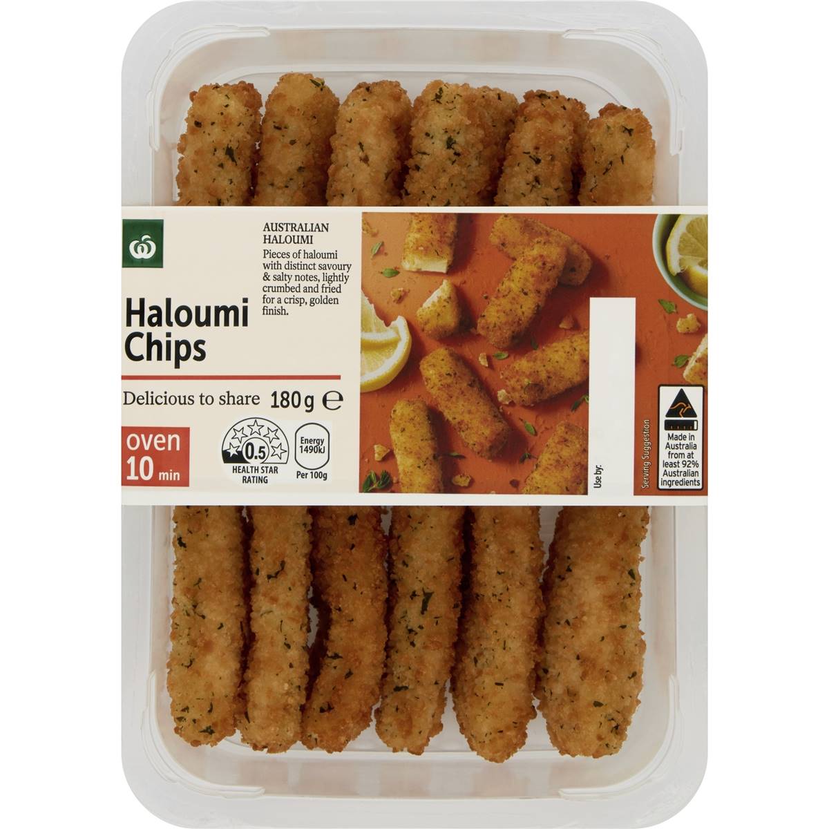 Calories in Woolworths Crumbed Haloumi Chips