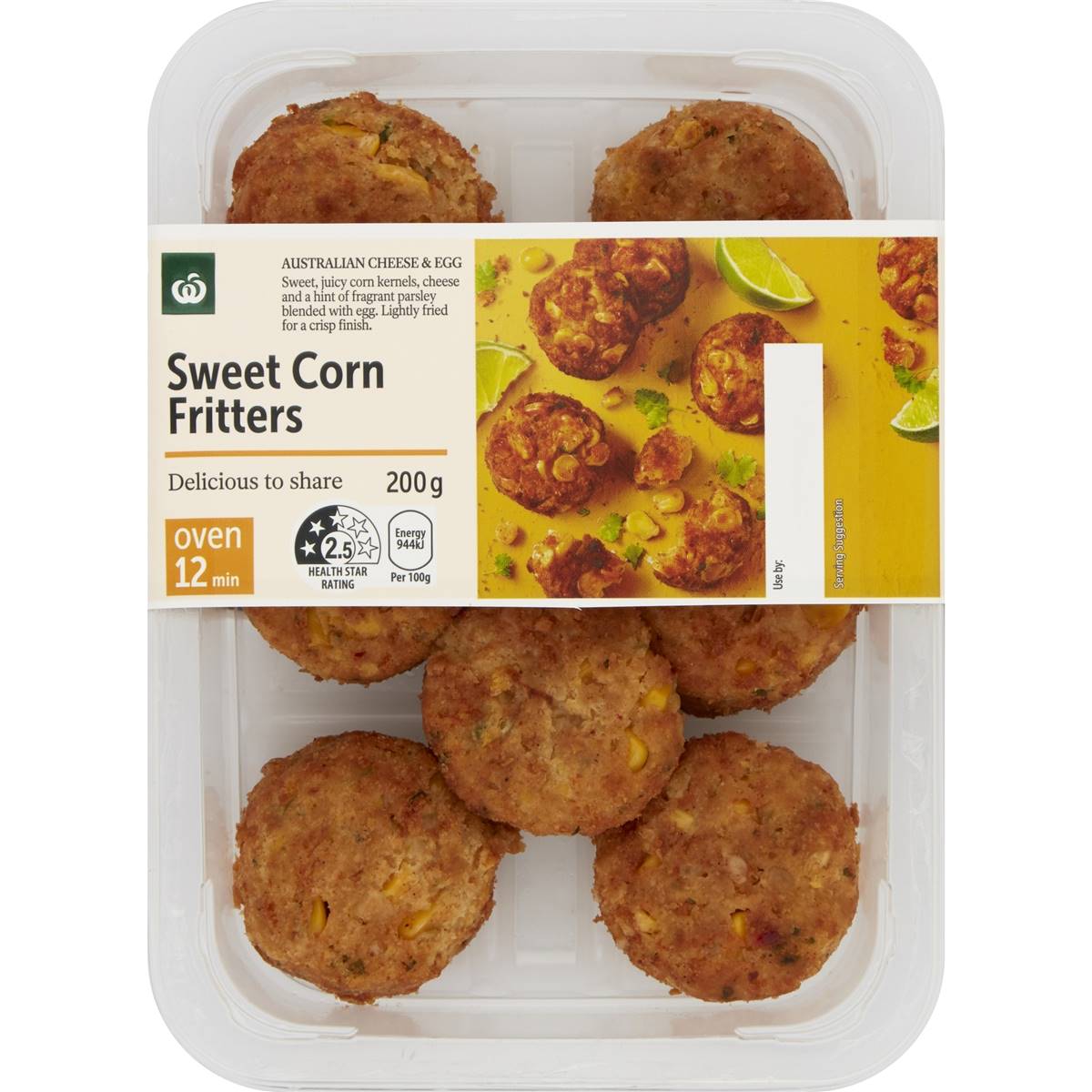 Calories in Woolworths Sweet Corn Fritters