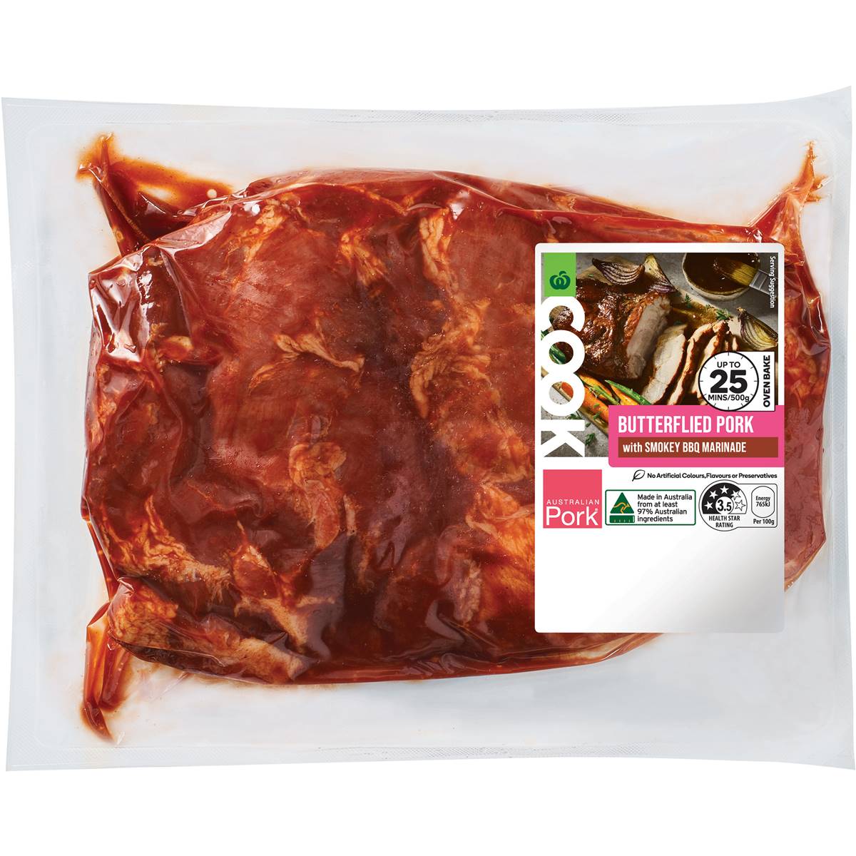 Calories in Woolworths Cook Butterflied Pork With Smokey Bbq Marinade