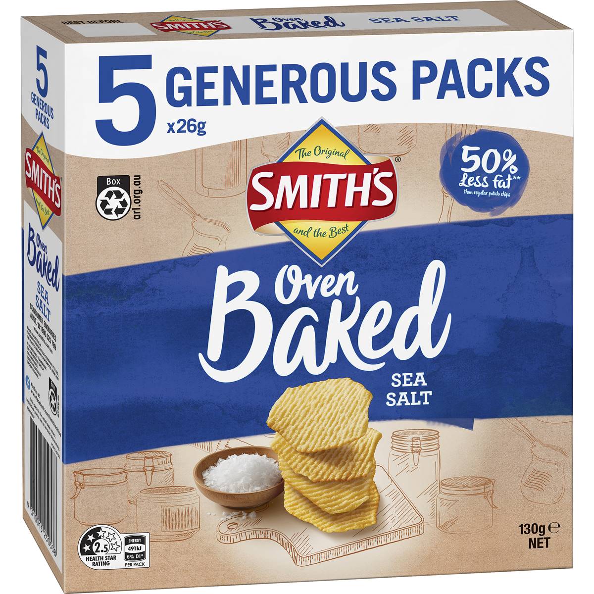 Calories in Smith's Oven Baked Chips Multipack Sea Salt
