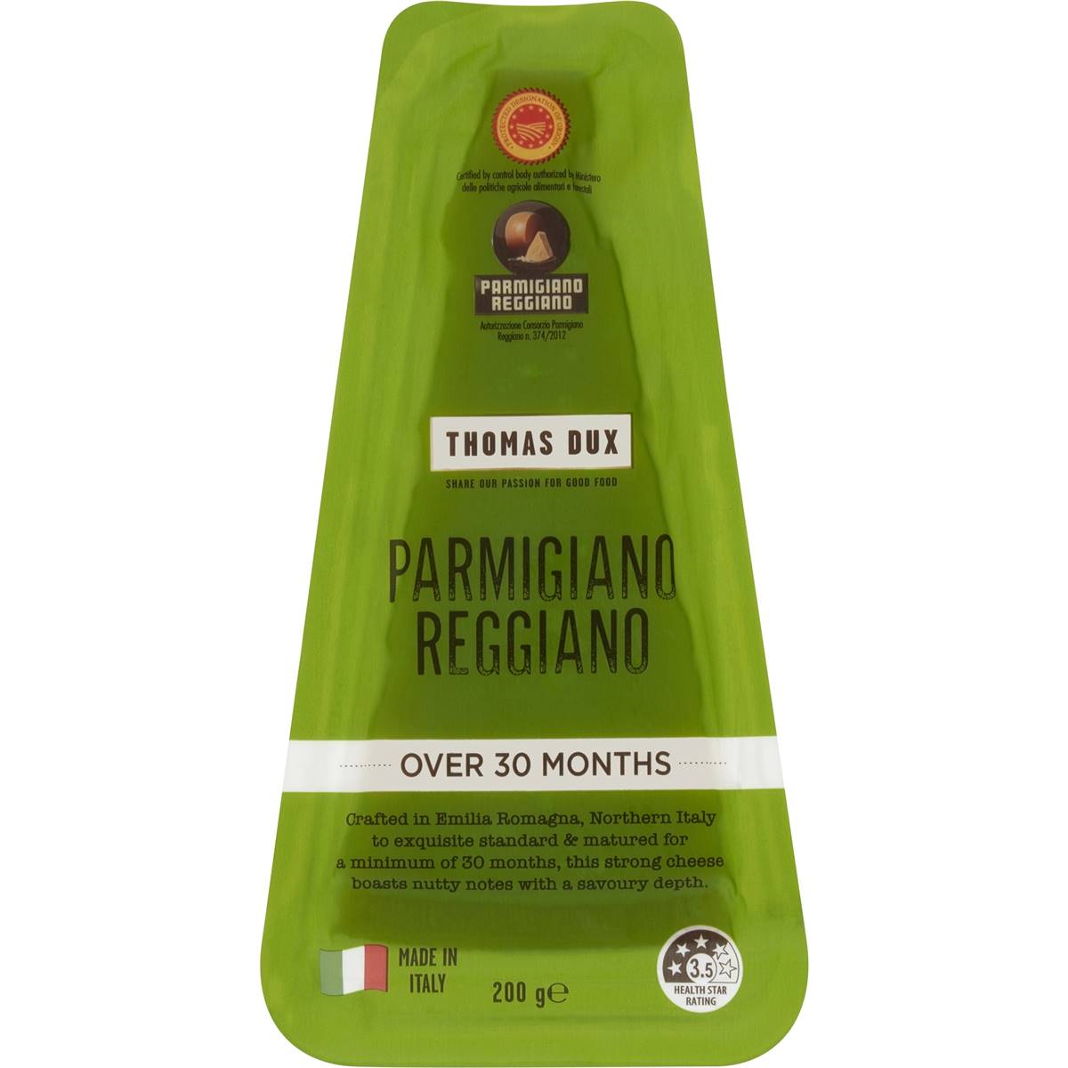 Calories in Thomas Dux Italian Parmigiano Reggiano Over 30 Months Matured