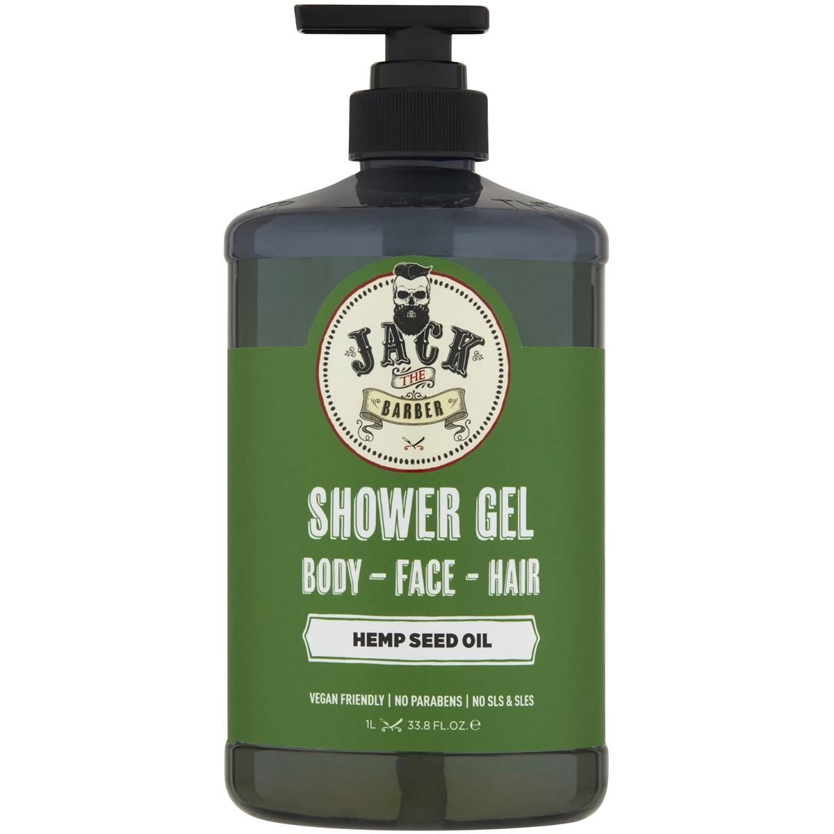 Jack The Barber Mens 3 In 1 Hemp Seed Shower Gel Body Wash 1L