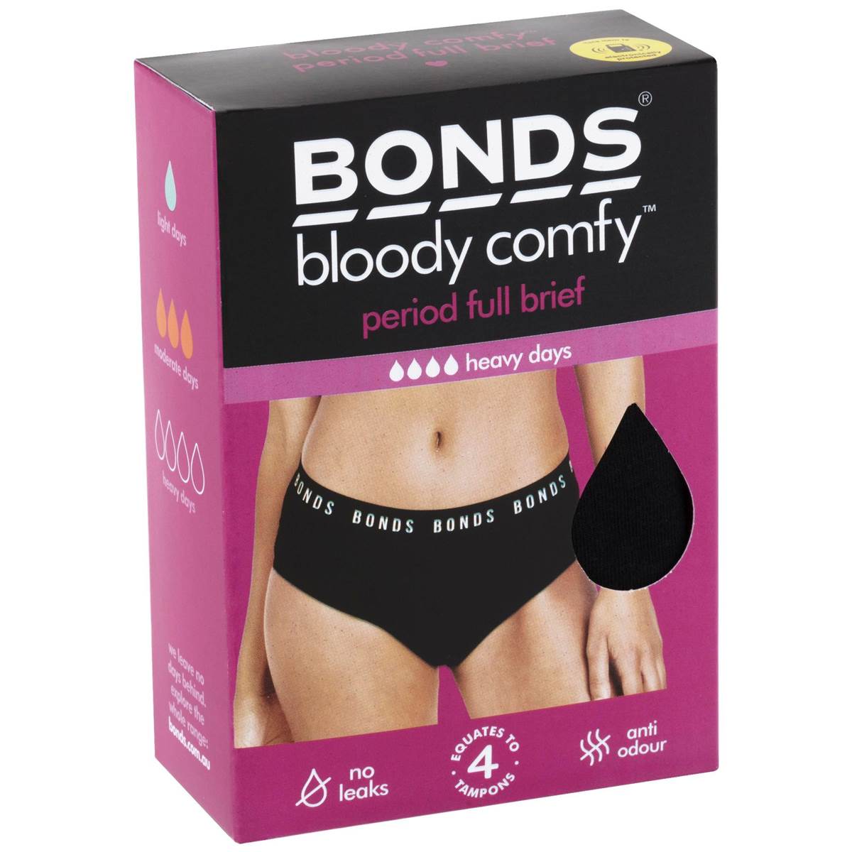 Bonds Bloody Comfy Brief Heavy 18 Period Care Reusable Underwear each
