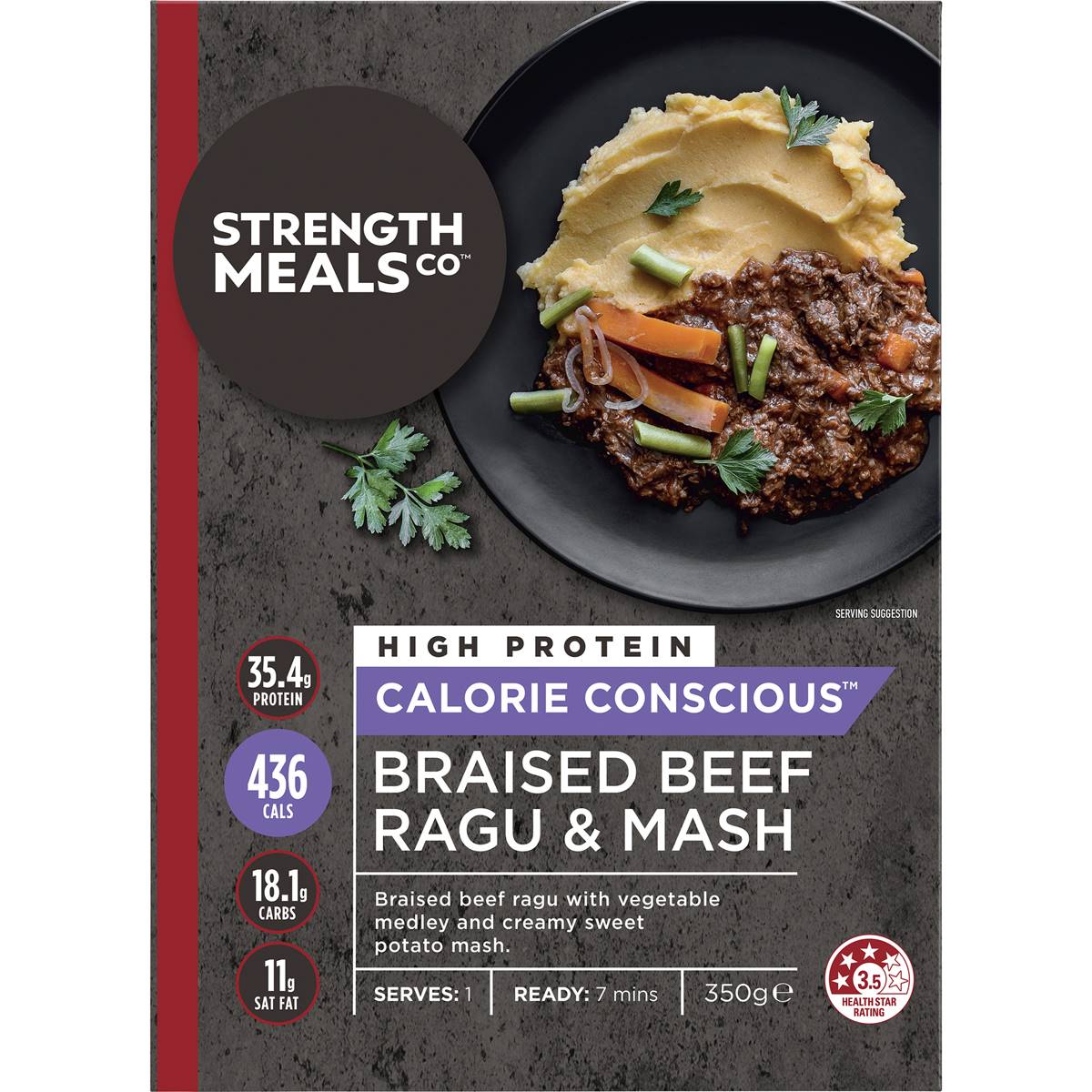 Calories in Strength Meals Co Braised Beef Ragu Null