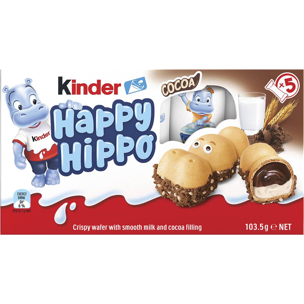 Kinder Happy Hippo Cocoa Biscuit 5 pack