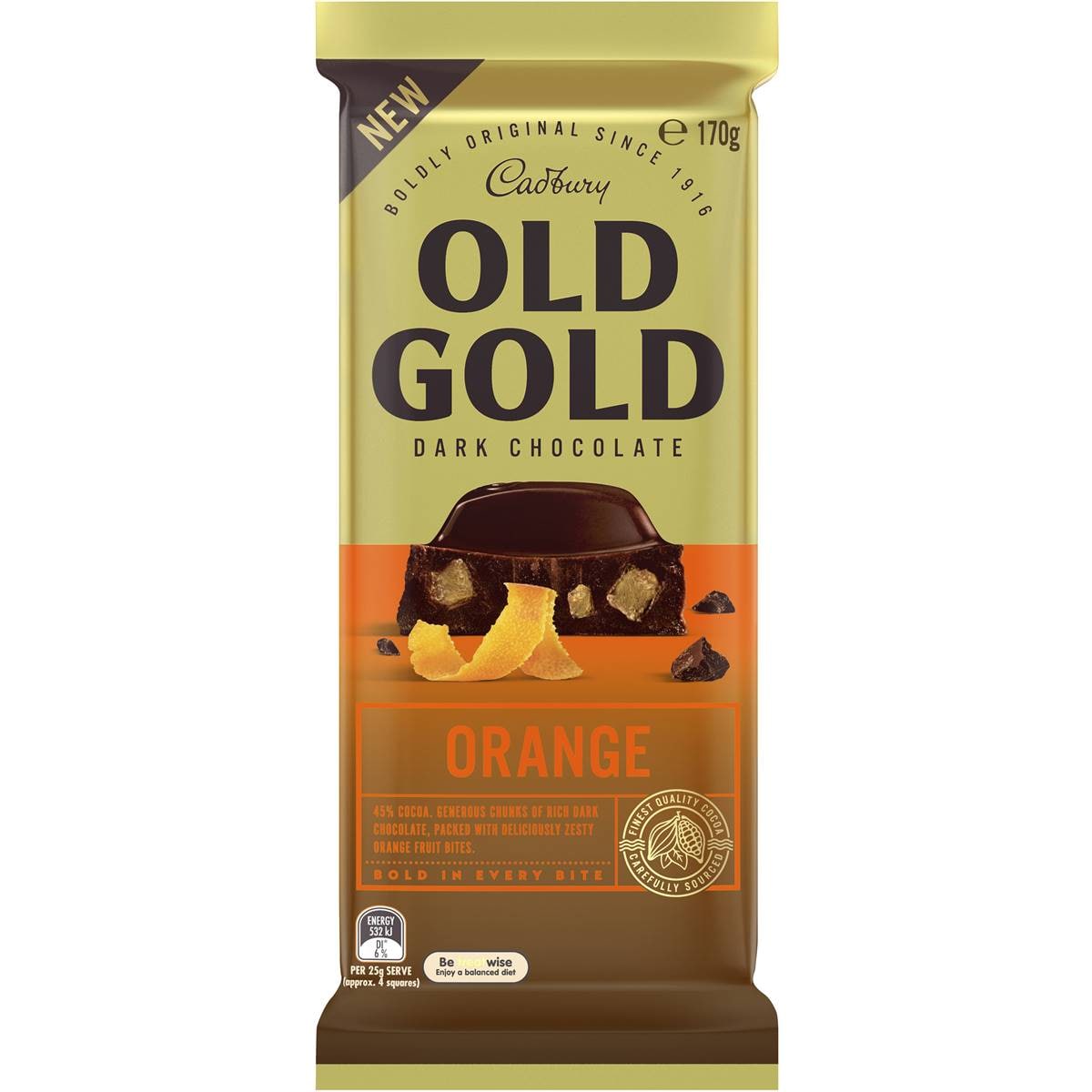 Calories In Cadbury Old Gold Dark Chocolate Orange Block Calcount