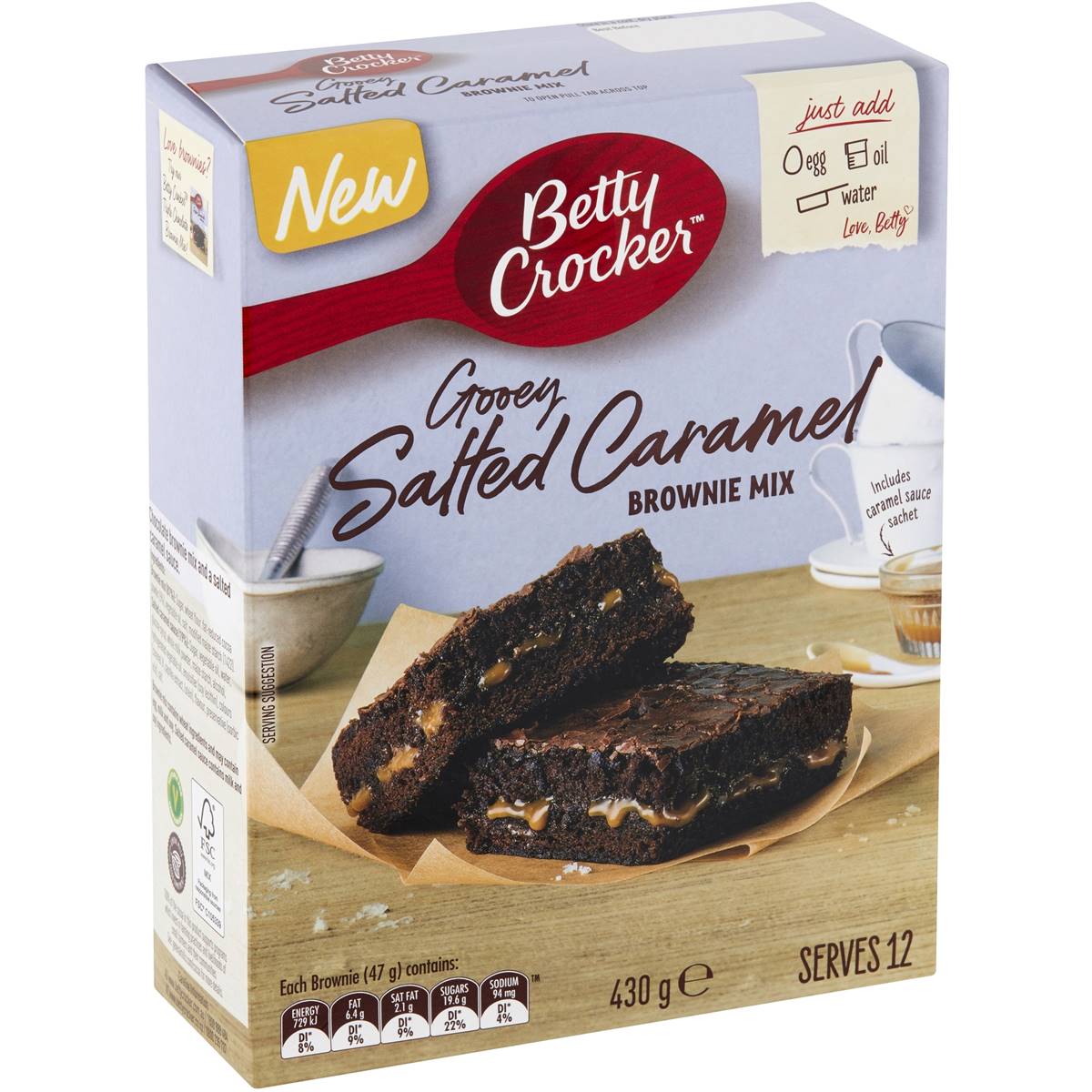 Calories in Betty Crocker Gooey Salted Caramel Brownie Mix