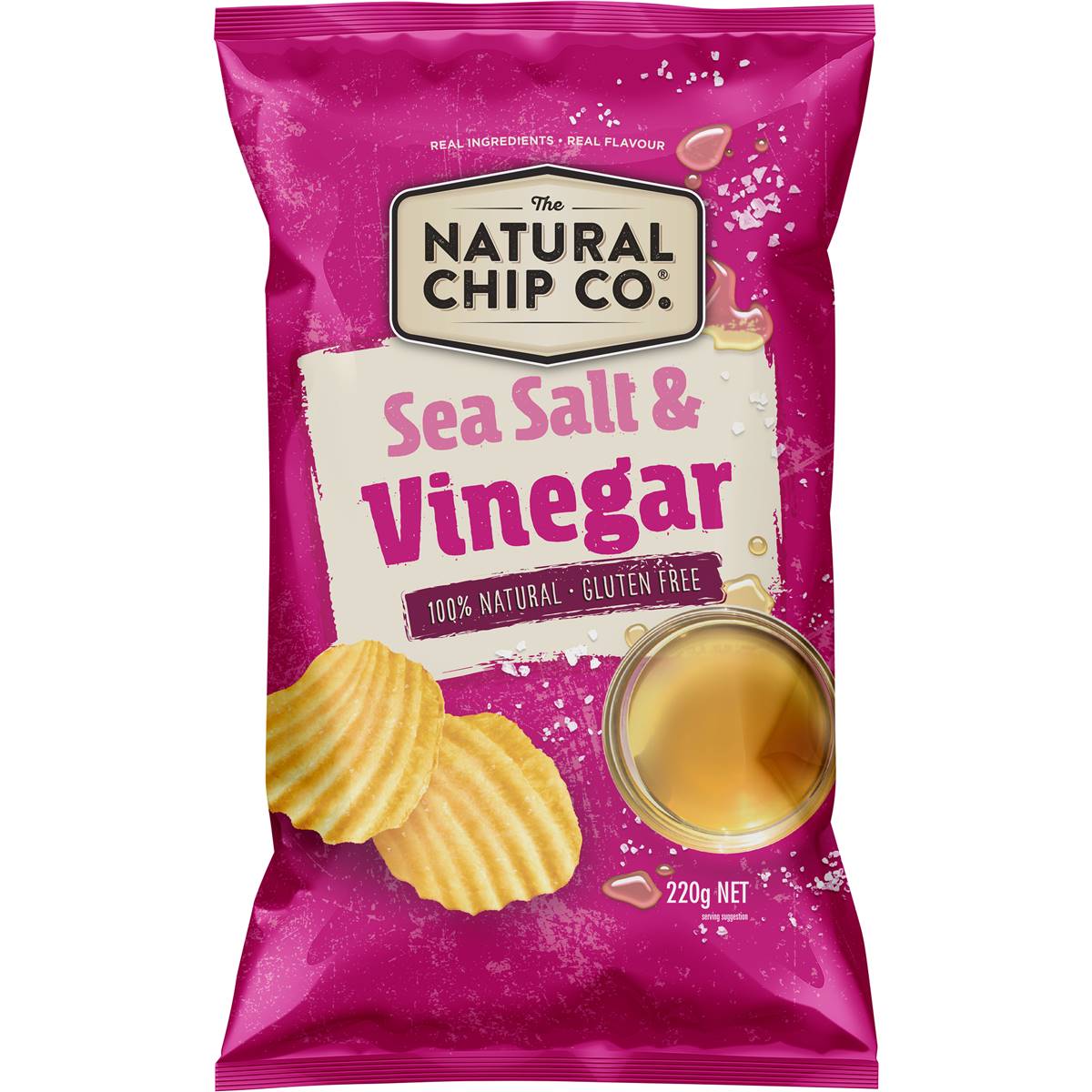 Calories in The Natural Chip Co. Salt & Vinegar