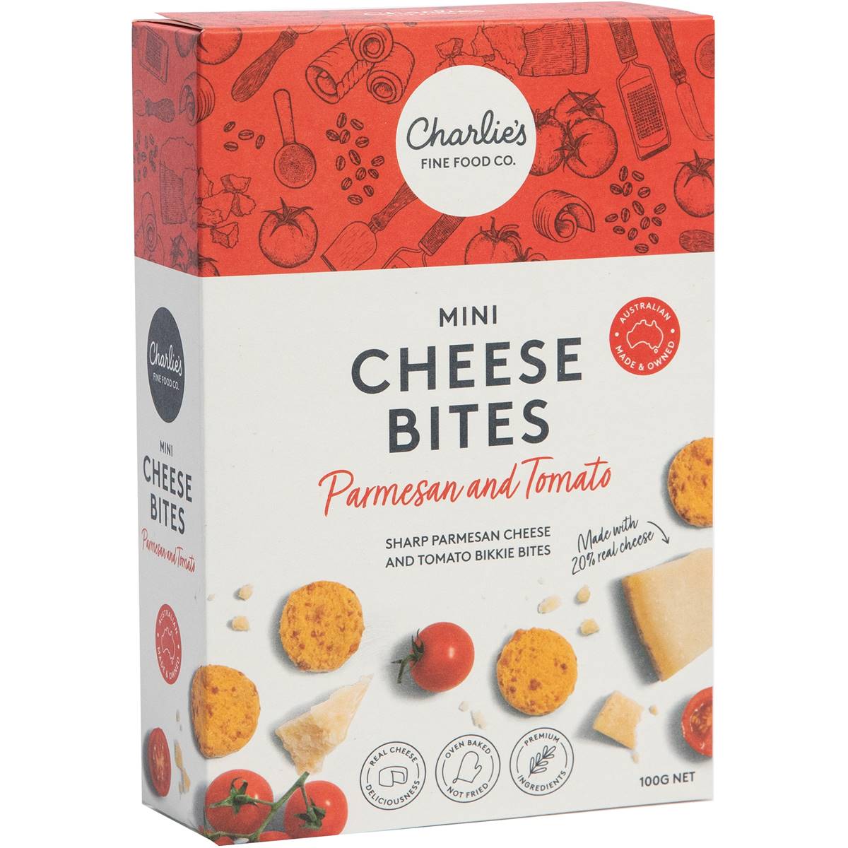 Calories in Charlie's Mini Cheese Bites Tomato & Parmesan Calorie