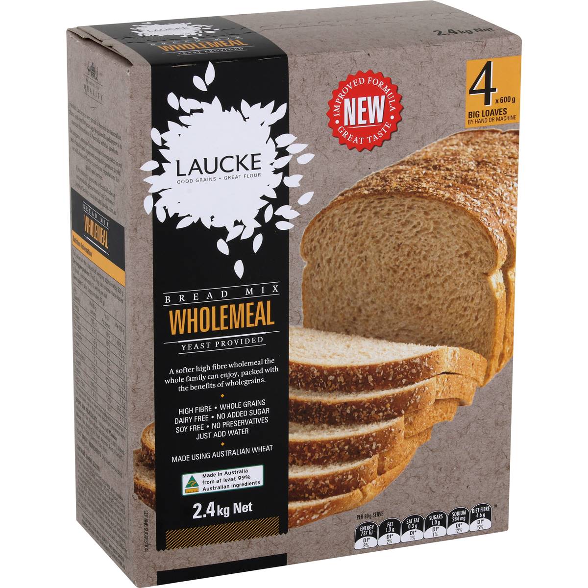 Calories in Laucke Wholemeal Bread Mix Calorie Counter Australia