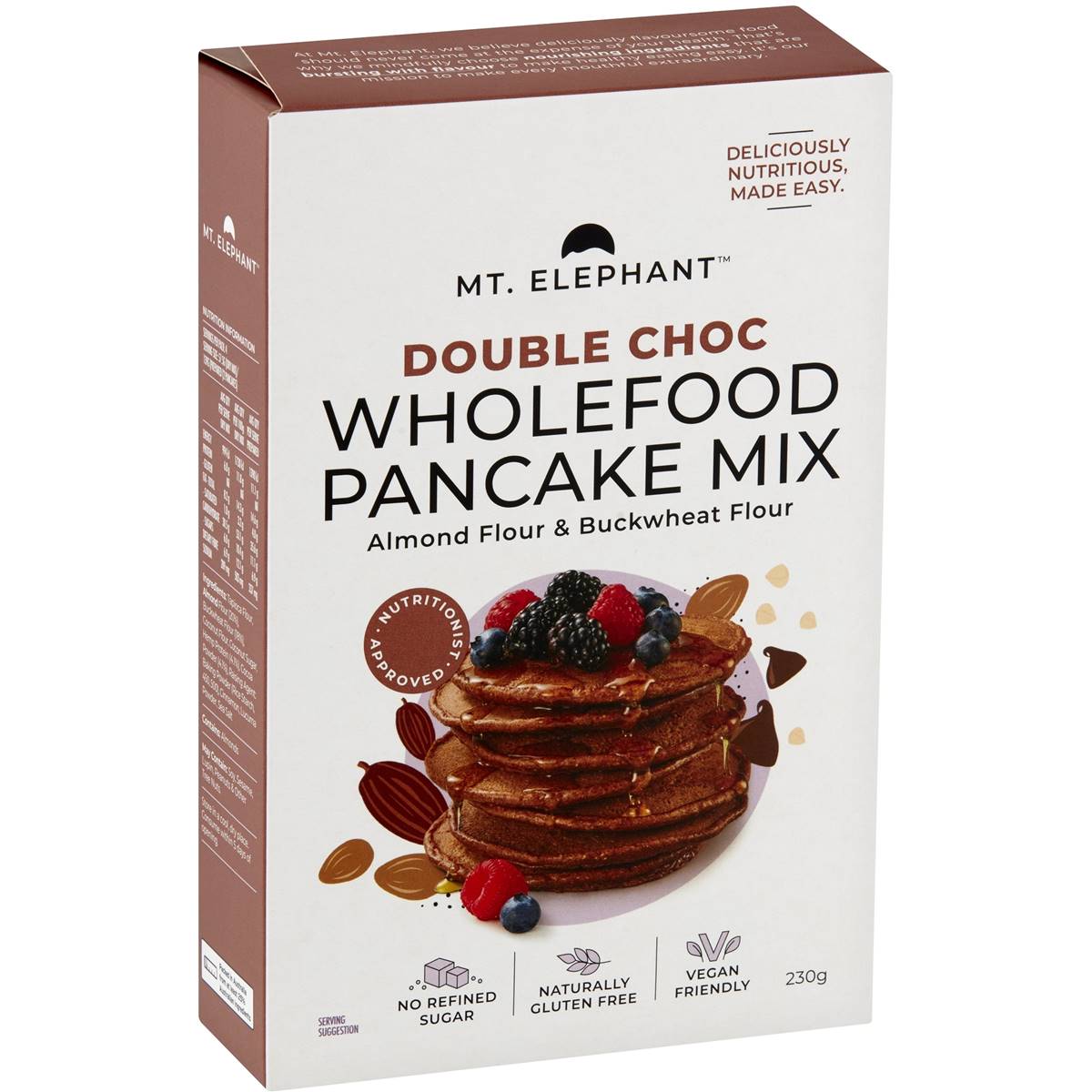 Calories in Mt Elephant Almond & Buckwheat Cocoa Pancake Mix calcount
