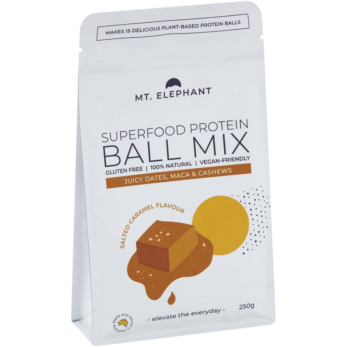 Calories in Mt Elephant Superfood Protein Ball Mix Salted Caramel