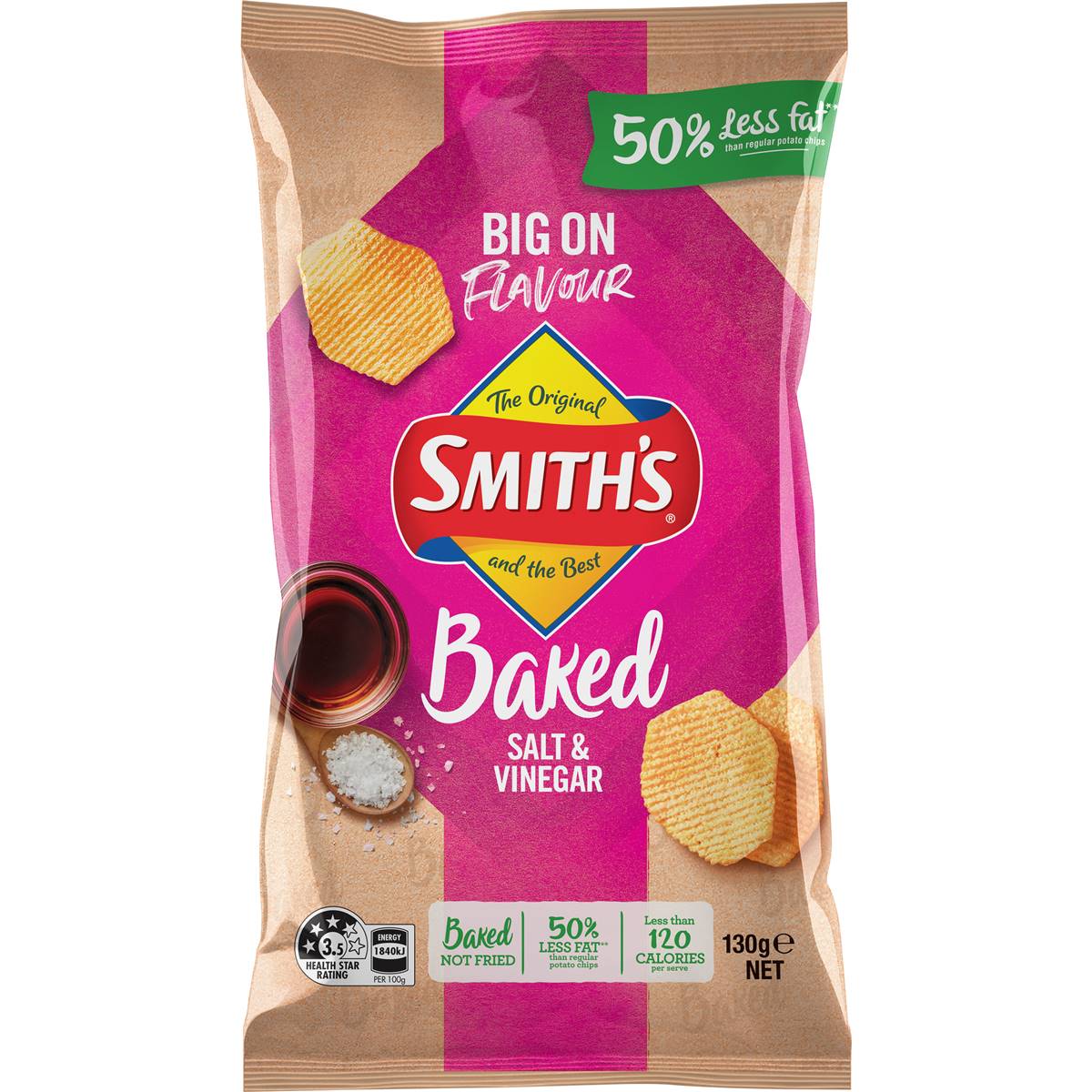 Calories in Smith's Oven Baked Salt & Vinegar Chips
