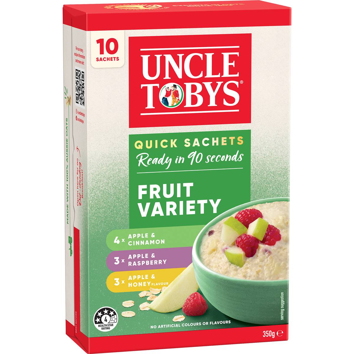 Calories in Uncle Tobys Oats Porridge Quick Sachets Fruit Variety