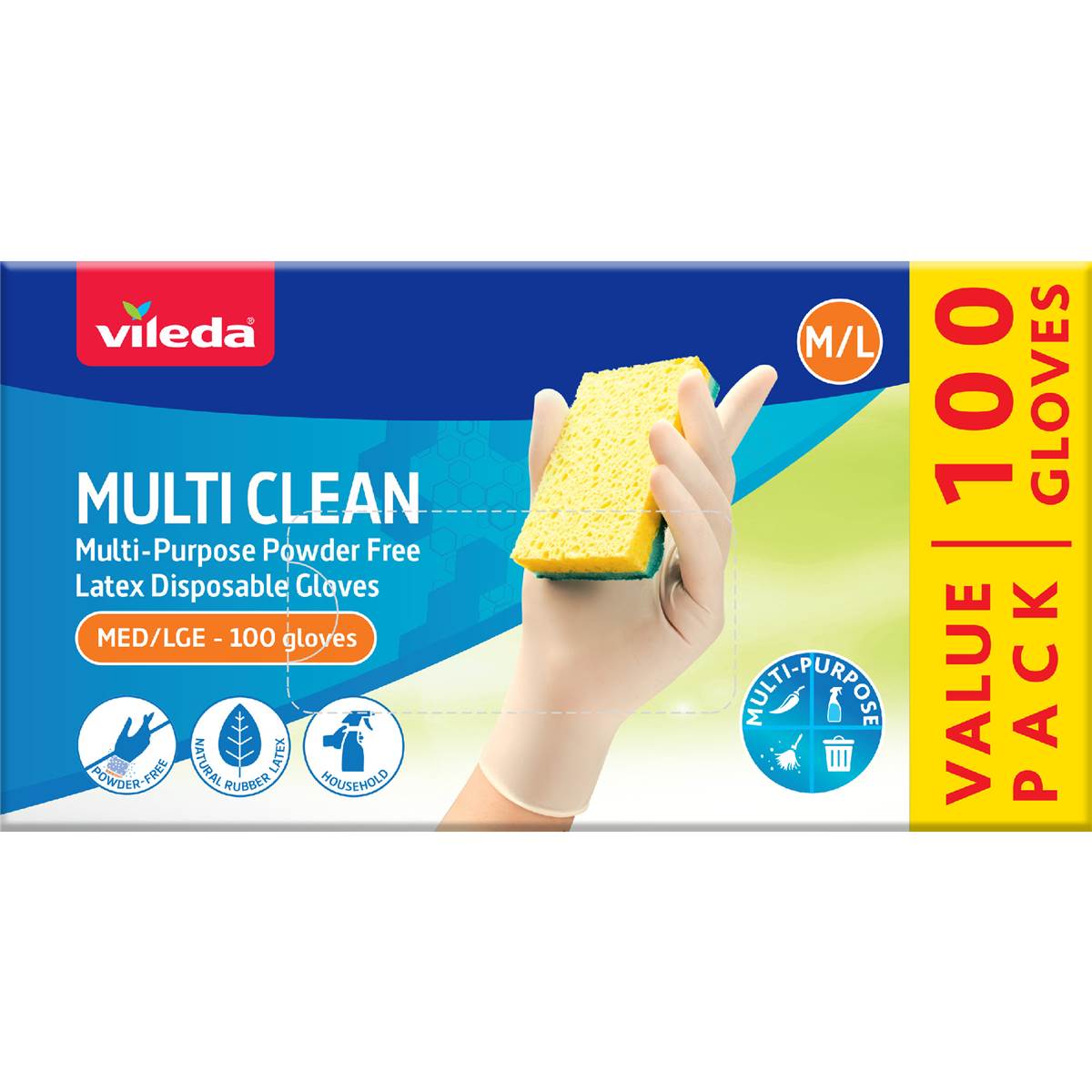 Vileda Multi Clean Latex Gloves Size M/L
