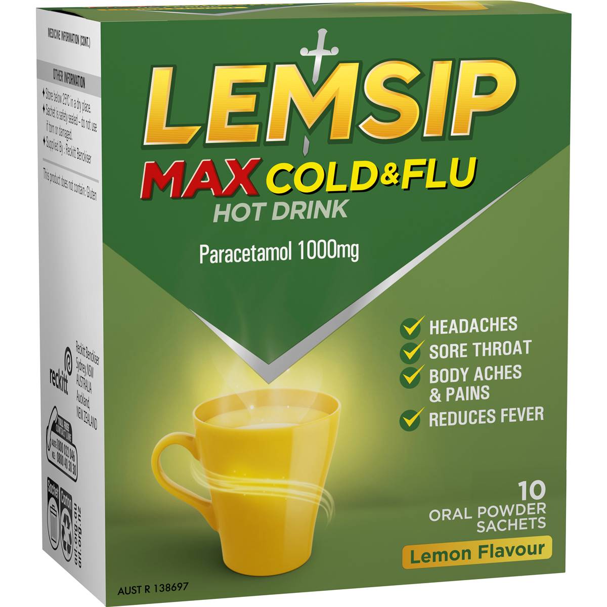 Lemsip Max Cold & Flu Hot Drink With Paracetamol Lemon Sachets